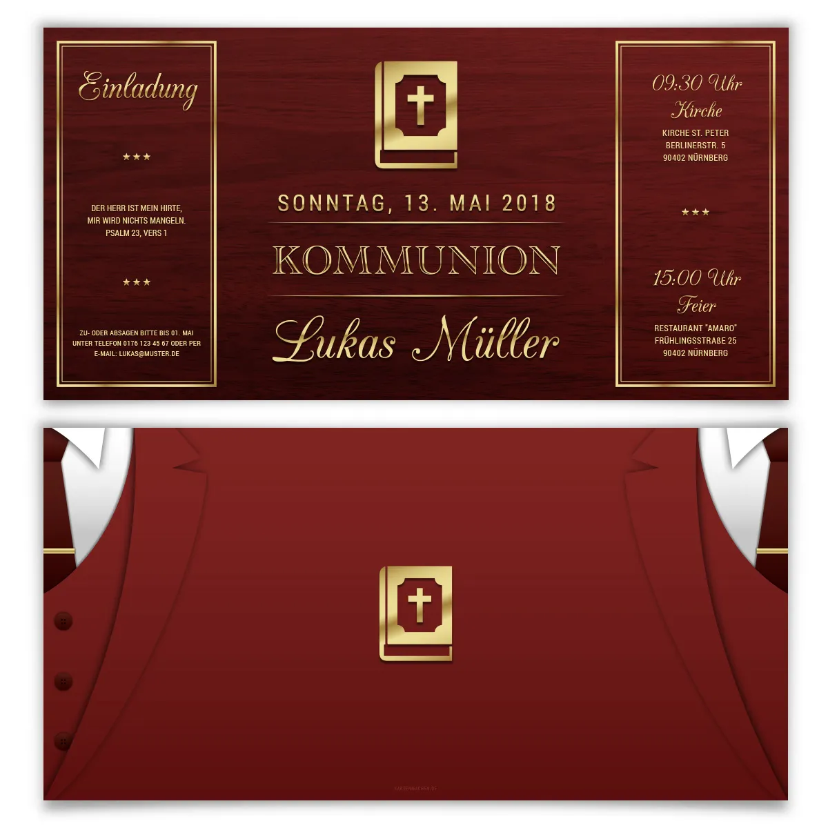 Kommunion Einladungskarten - Altarfalz Anzug