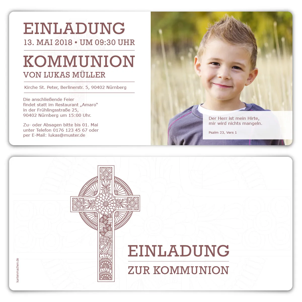 Kommunion Einladungskarten - Keltisches Kreuz