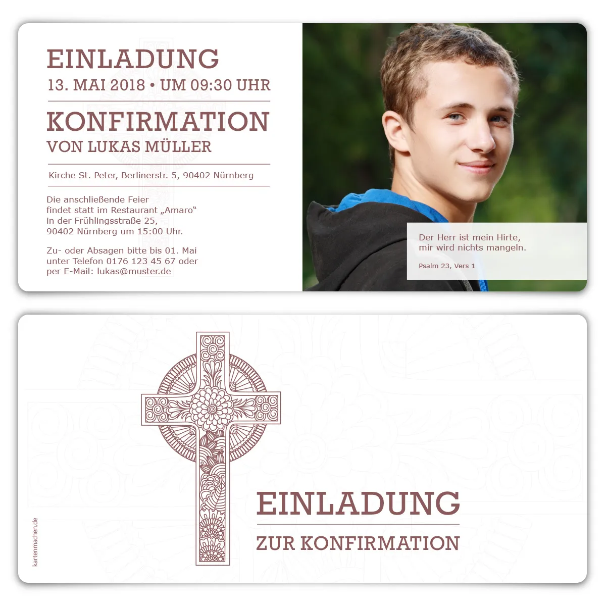 Konfirmation Einladungskarten - Keltisches Kreuz