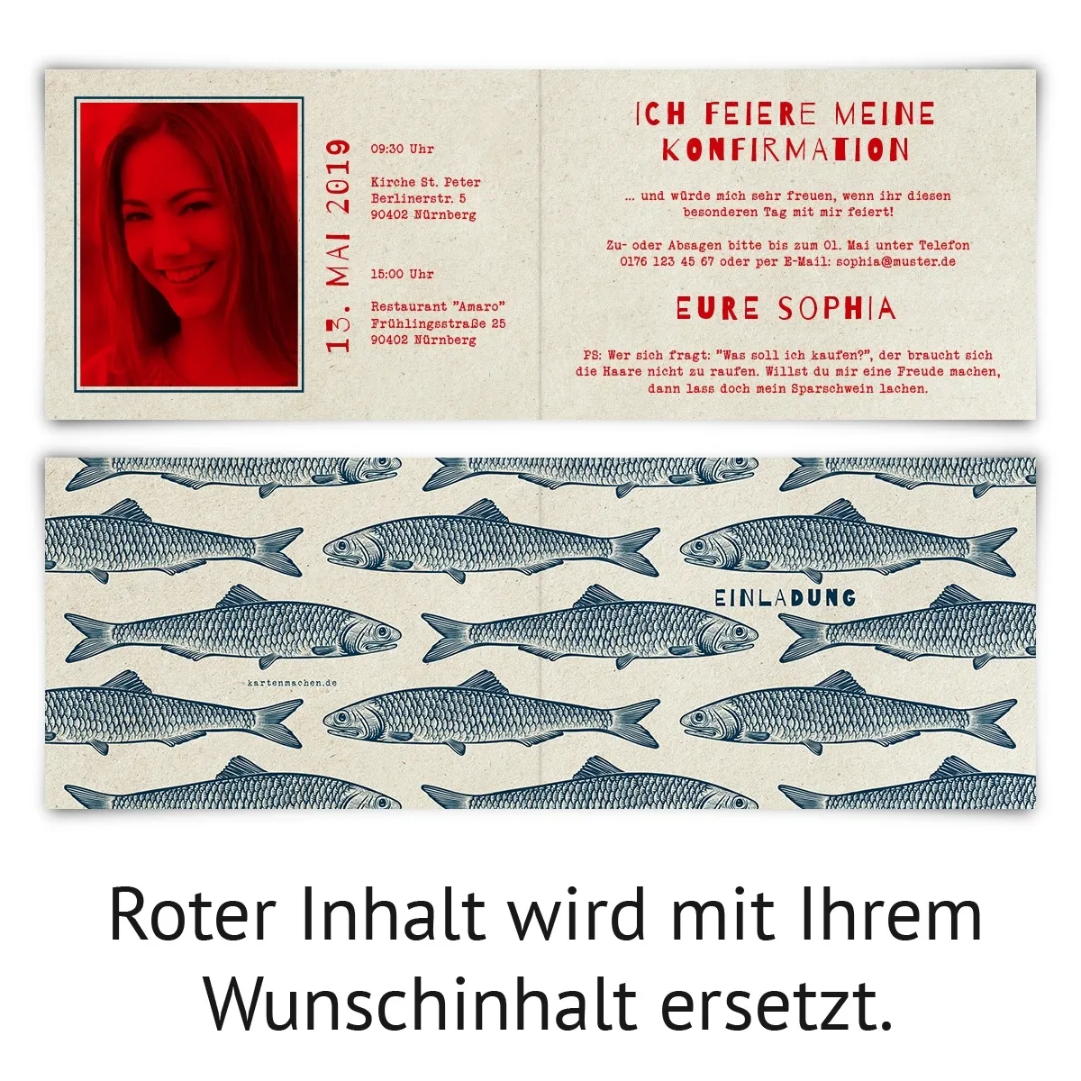 Konfirmation Einladungskarten - Maritim Fische