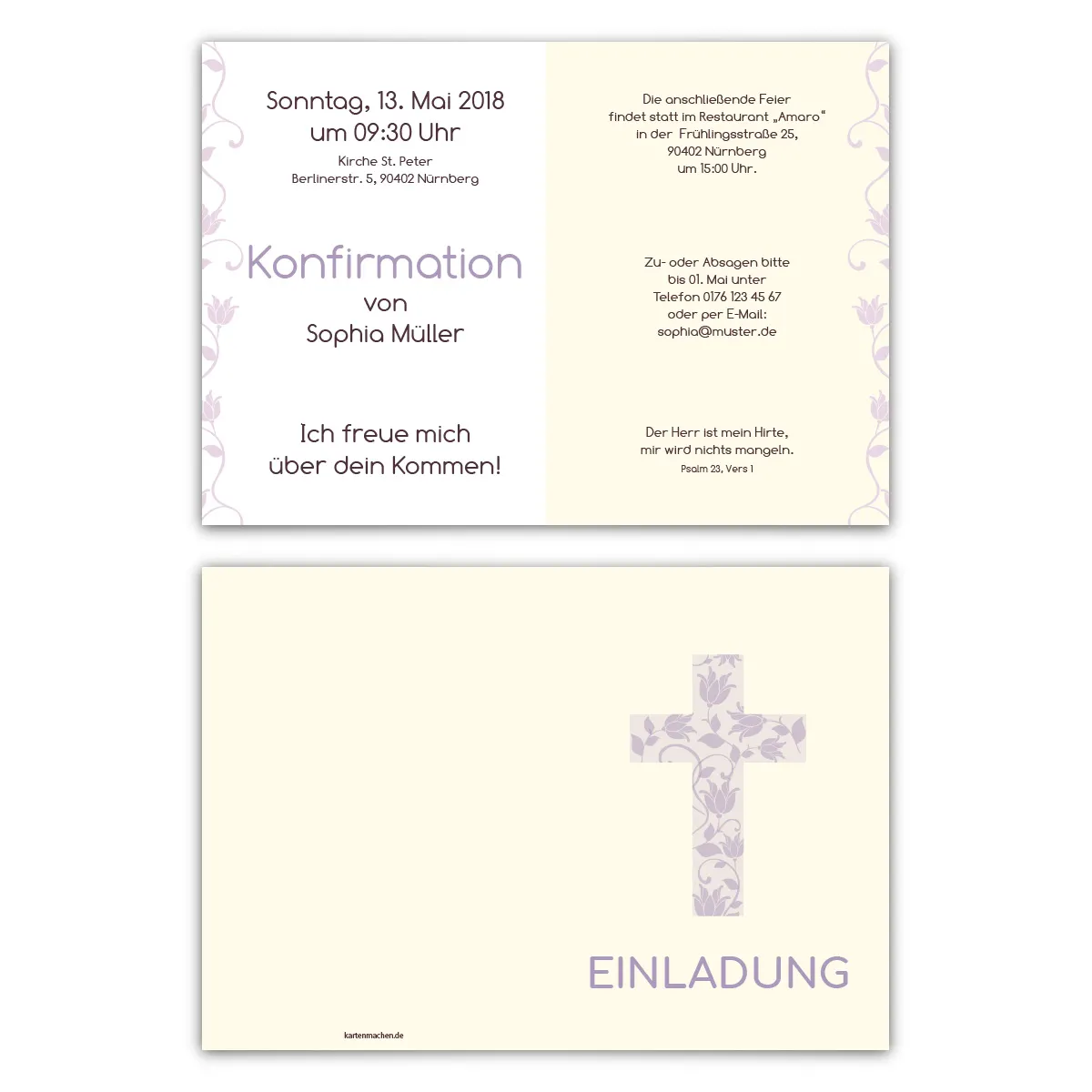 Konfirmation Einladungskarten - Rosenkreuz