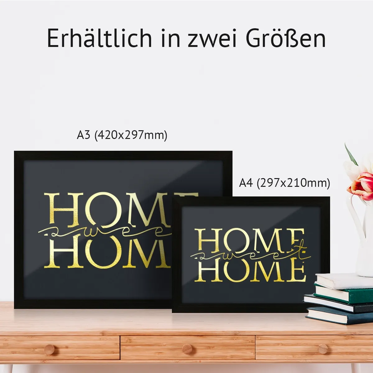 Kunstdruck Poster mit Heißfolienprägung - Home Sweet Home