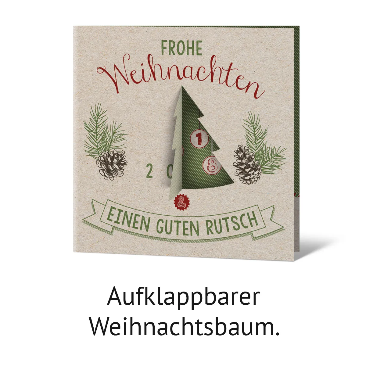 Lasergeschnittene Familien Weihnachtskarten - Tannenbaum Adventstürchen