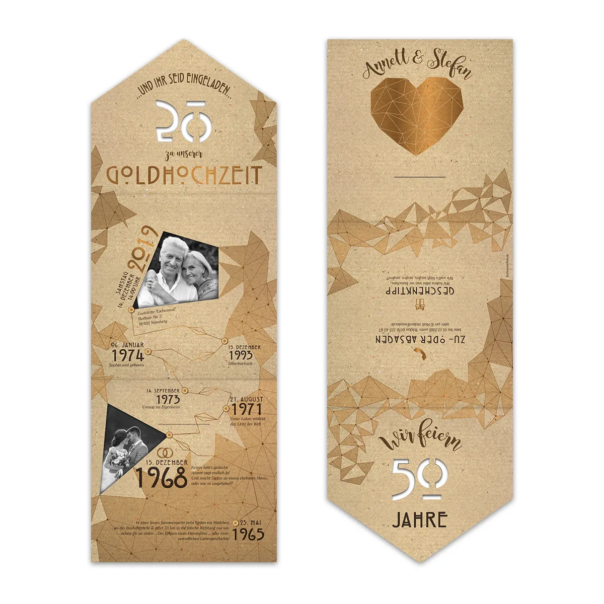 Lasergeschnittene goldene Hochzeit Einladungskarten - gemeinsame Erinnerungen