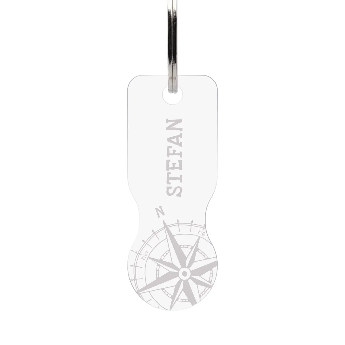 Personalisierter Acrylglas Einkaufswagenlöser Schlüsselanhänger - Kompass