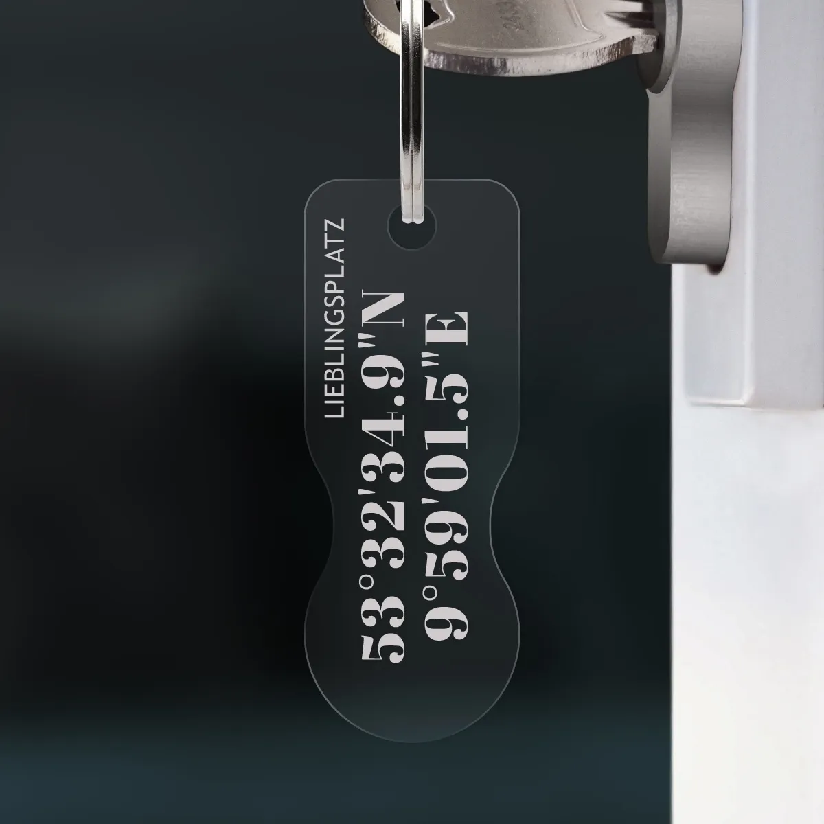 Personalisierter Acrylglas Einkaufswagenlöser Schlüsselanhänger - Koordinaten