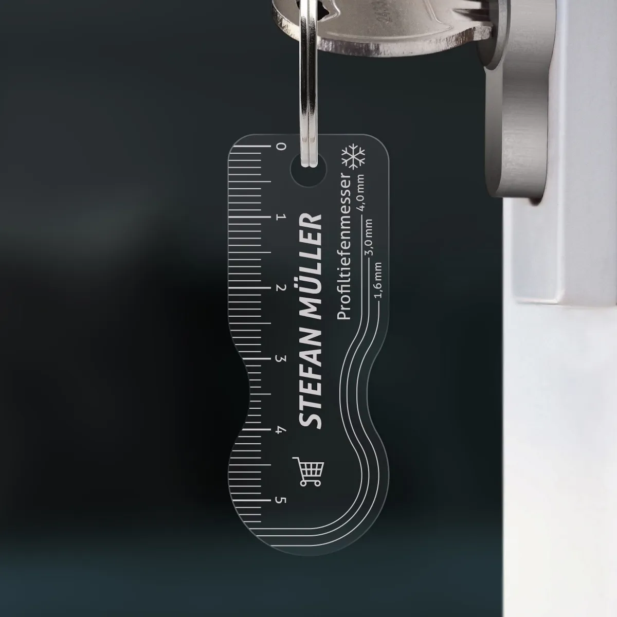 Personalisierter Acrylglas Einkaufswagenlöser Schlüsselanhänger - Profilmesser