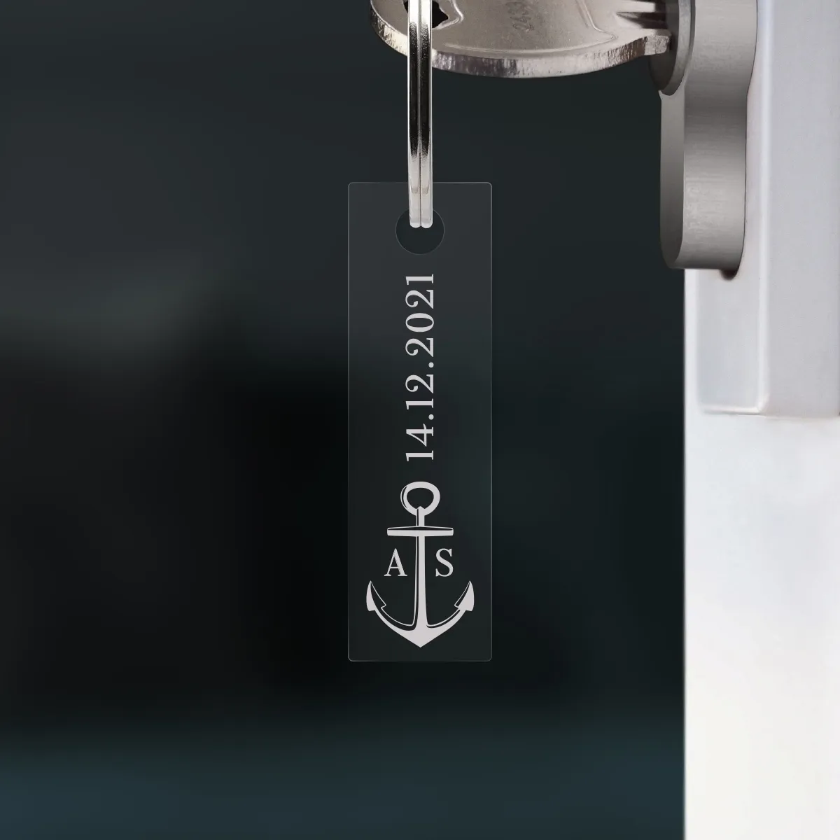 Personalisierter Acrylglas Rechteck Schlüsselanhänger - Anker