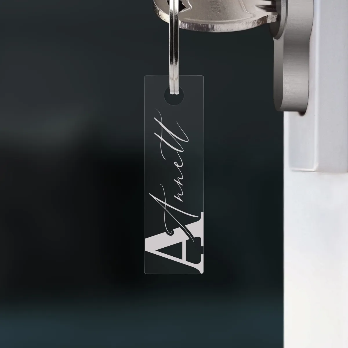 Personalisierter Acrylglas Rechteck Schlüsselanhänger - Elegante Initialen