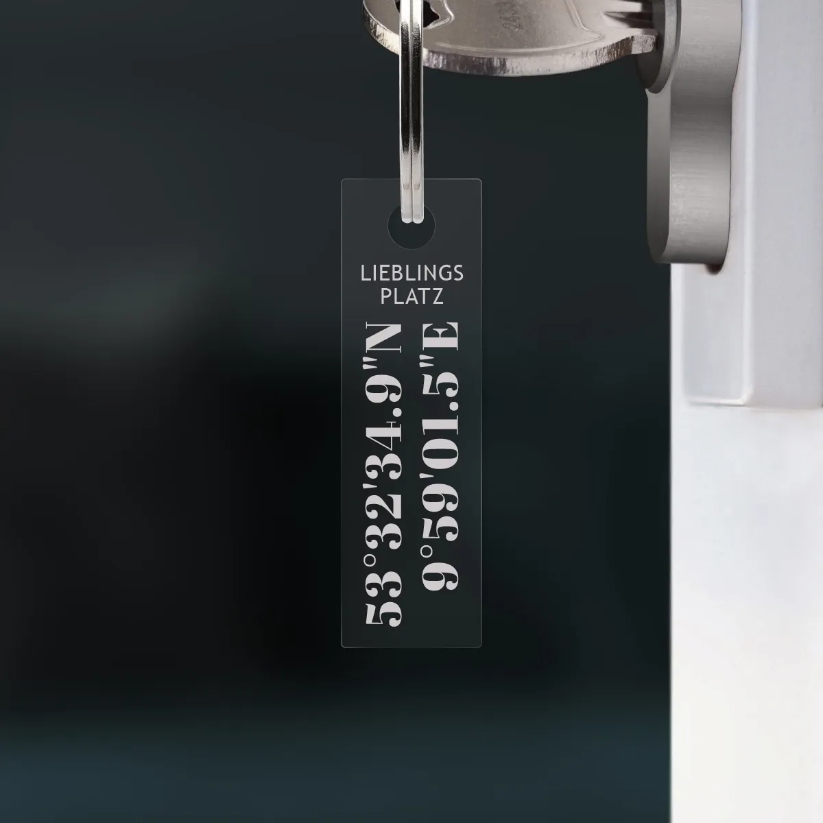 Personalisierter Acrylglas Rechteck Schlüsselanhänger - Koordinaten