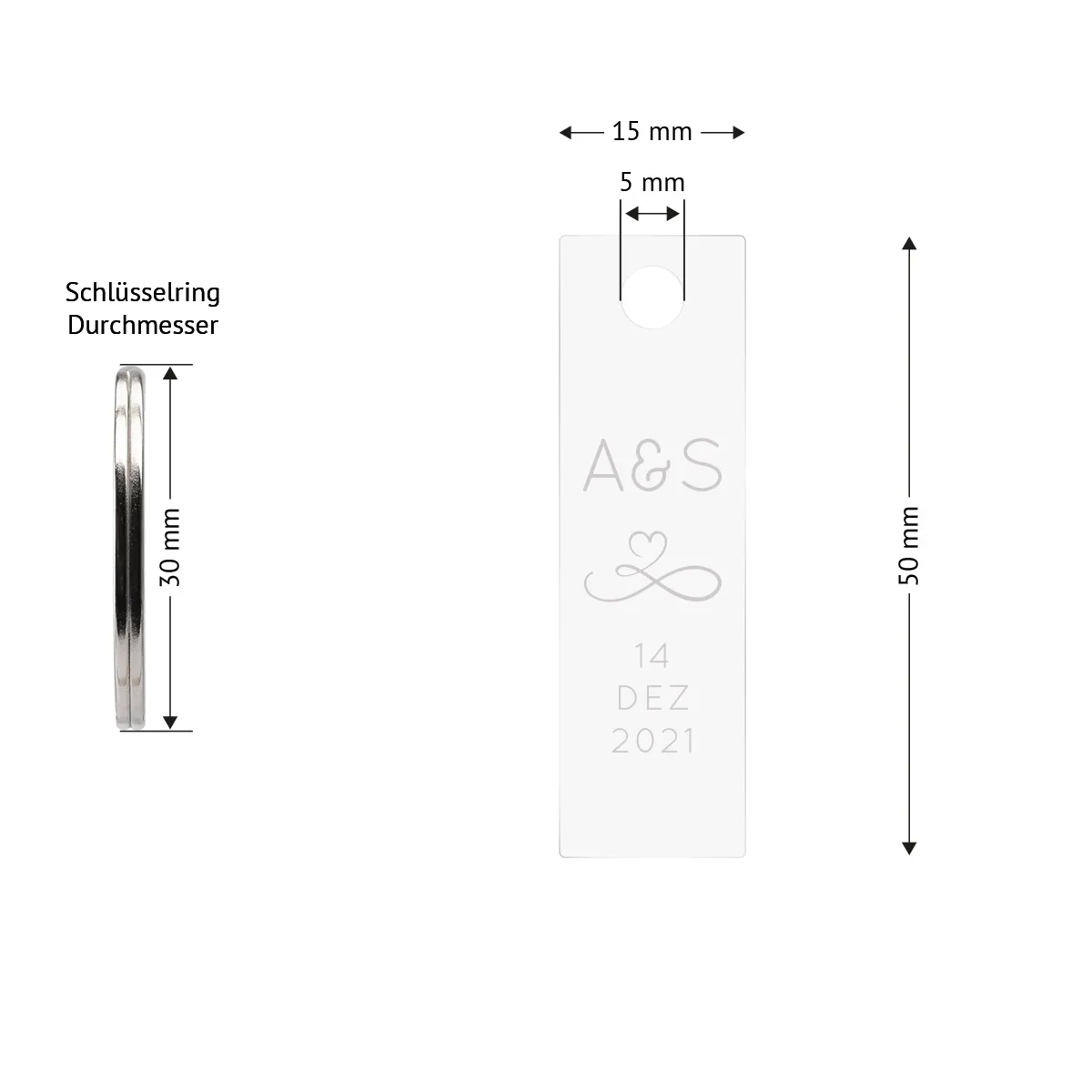 Personalisierter Acrylglas Rechteck Schlüsselanhänger - Unendlichkeit