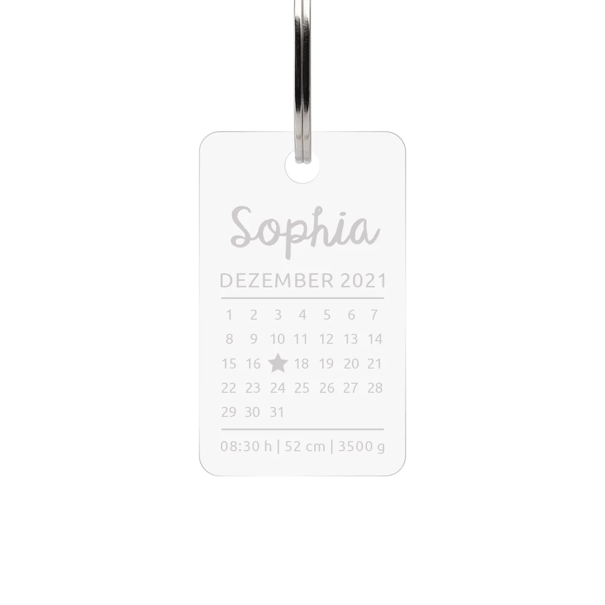 Personalisierter Acrylglas Schlüsselanhänger als Rechteck - Kind Kalender