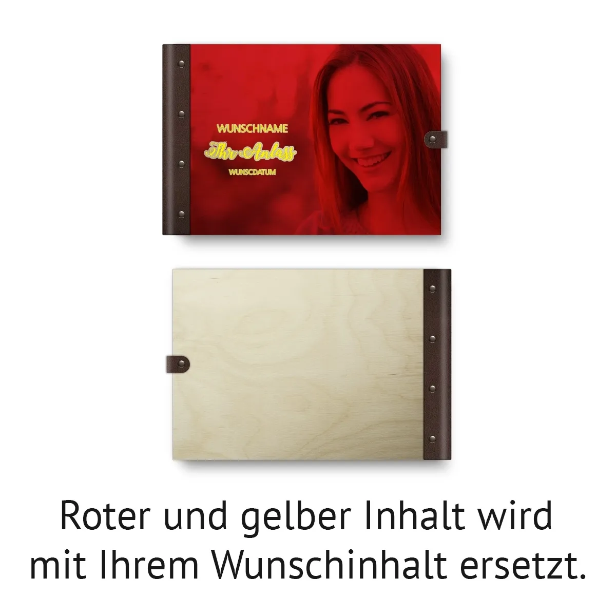 Personalisiertes Konfirmation Gästebuch Birkensperrholz Leder UV-Druck DIN A4 quer - Vollfoto