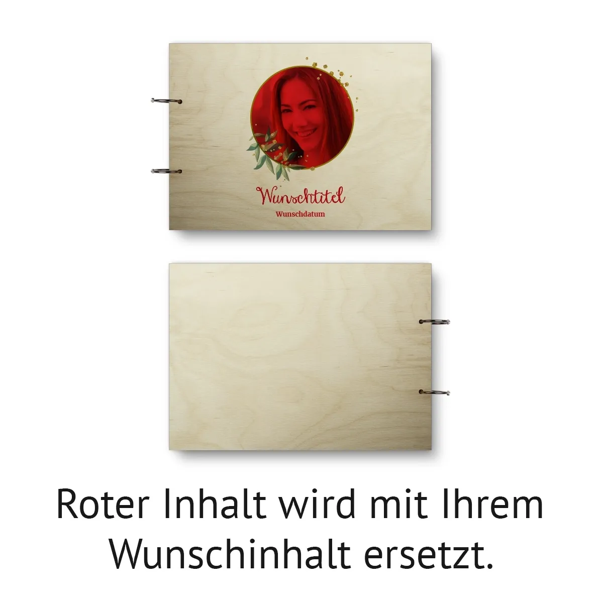 Personalisiertes Konfirmation Gästebuch Birkensperrholz Ringbuch UV-Druck DIN A4 quer - Fotokranz