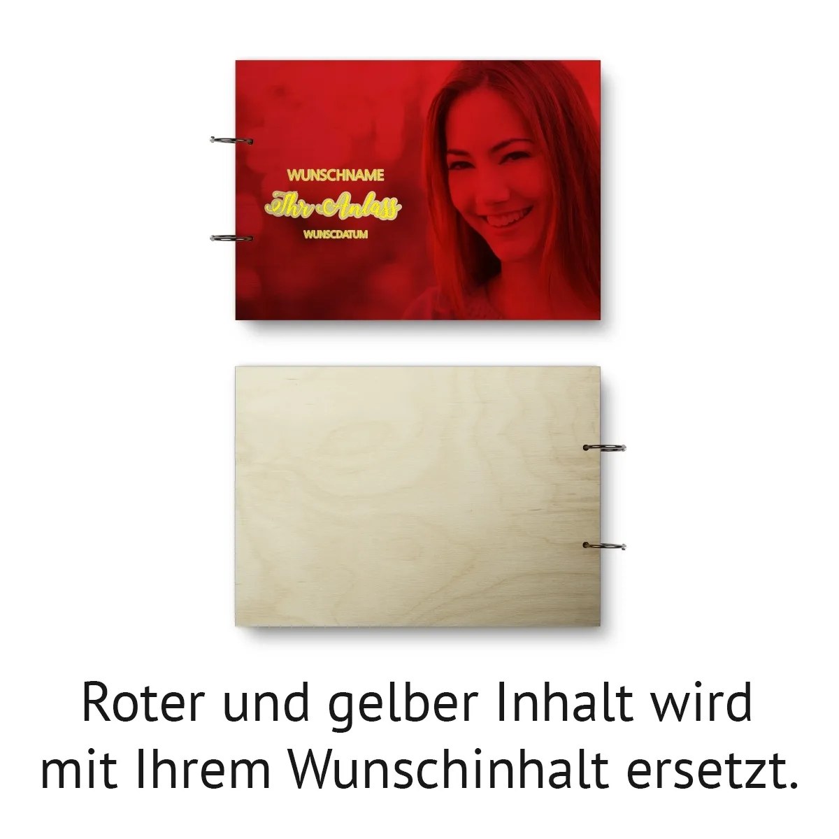 Personalisiertes Konfirmation Gästebuch Birkensperrholz Ringbuch UV-Druck DIN A4 quer - Vollfoto