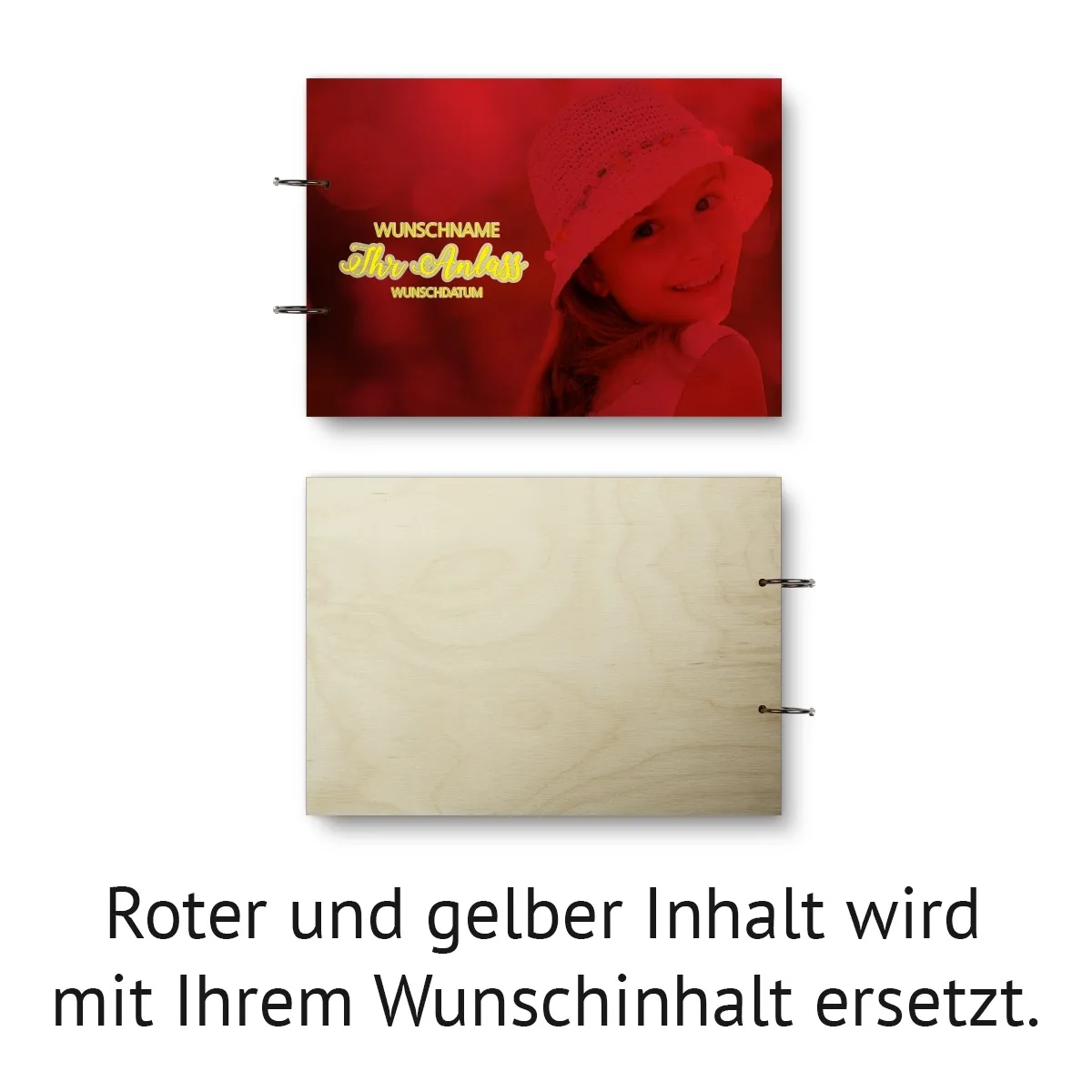 Personalisiertes Kommunion Gästebuch Birkensperrholz Ringbuch UV-Druck DIN A4 quer - Vollfoto