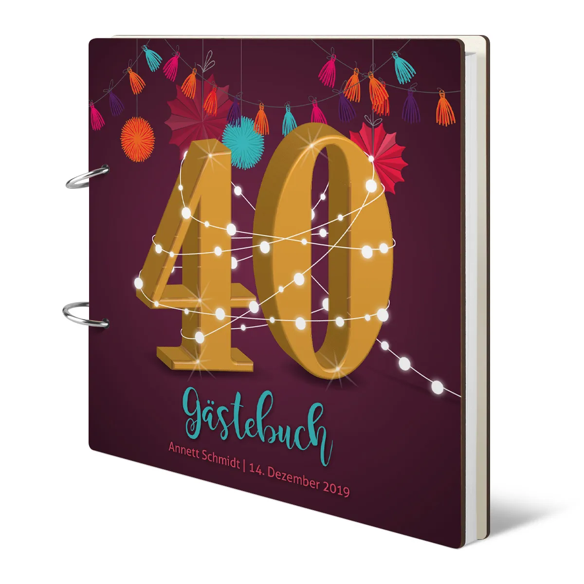 Personalisiertes Geburtstag Gästebuch 40 Jahre - Girlande