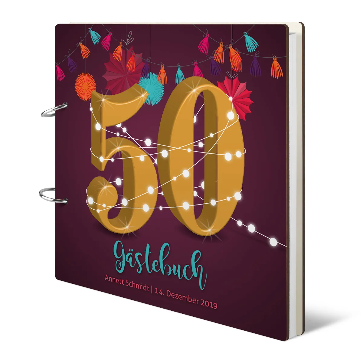 Personalisiertes Geburtstag Gästebuch 50 Jahre - Girlande