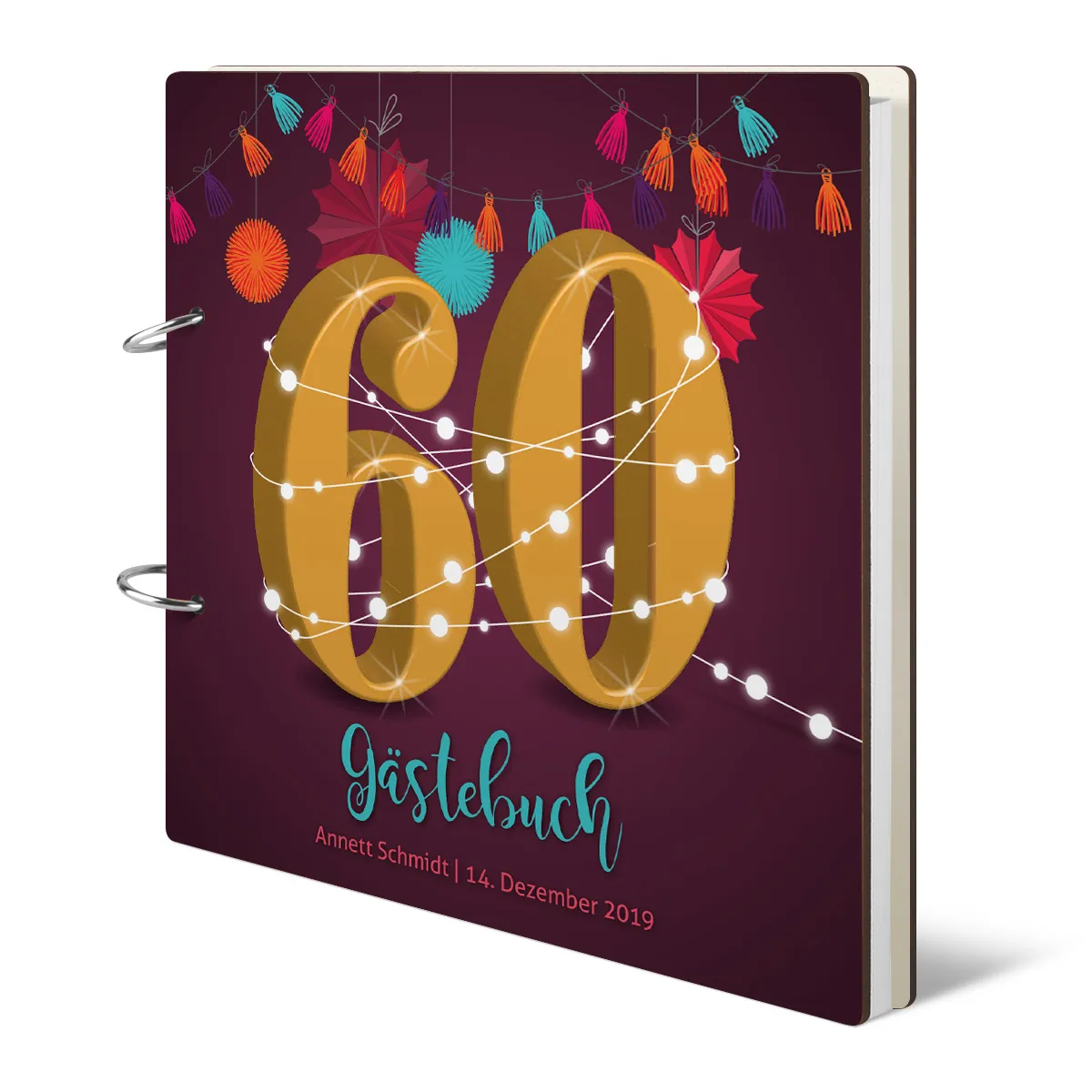 Personalisiertes Geburtstag Gästebuch 60 Jahre - Girlande
