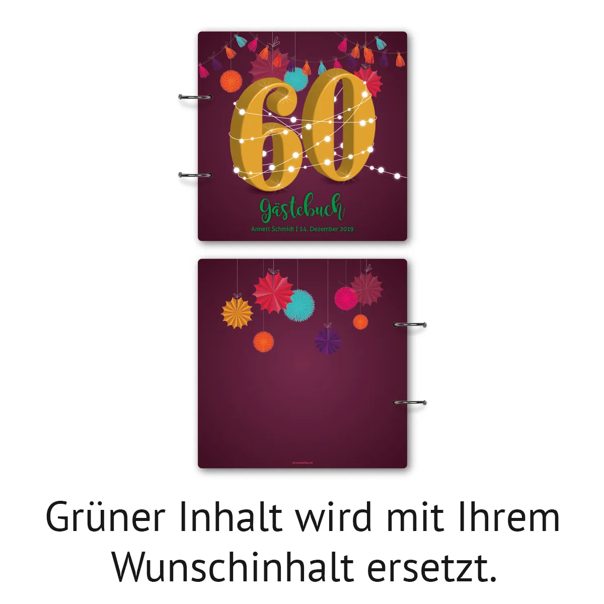Personalisiertes Geburtstag Gästebuch 60 Jahre - Girlande