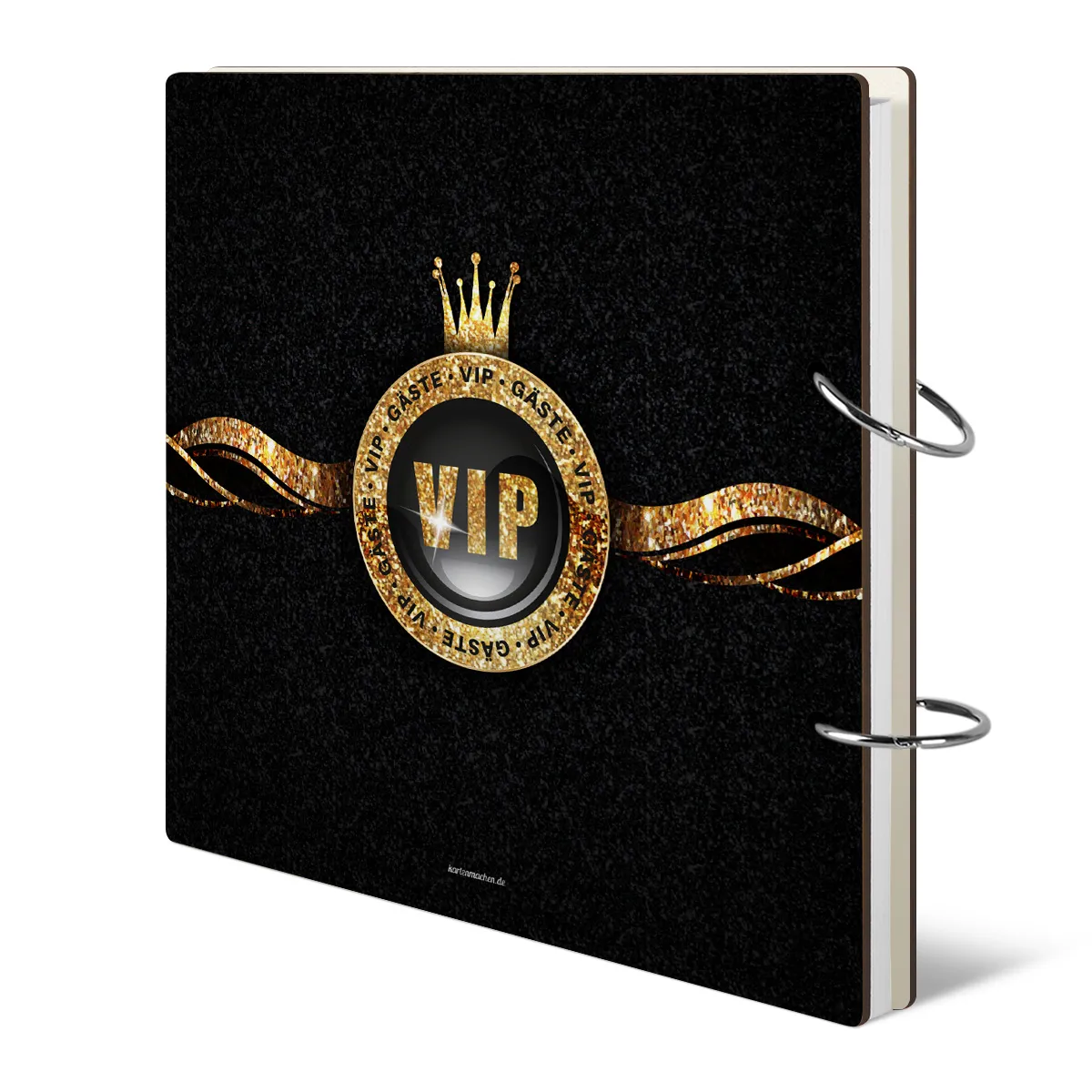 Personalisiertes Holzcover Hochzeit Gästebuch - VIP Gold