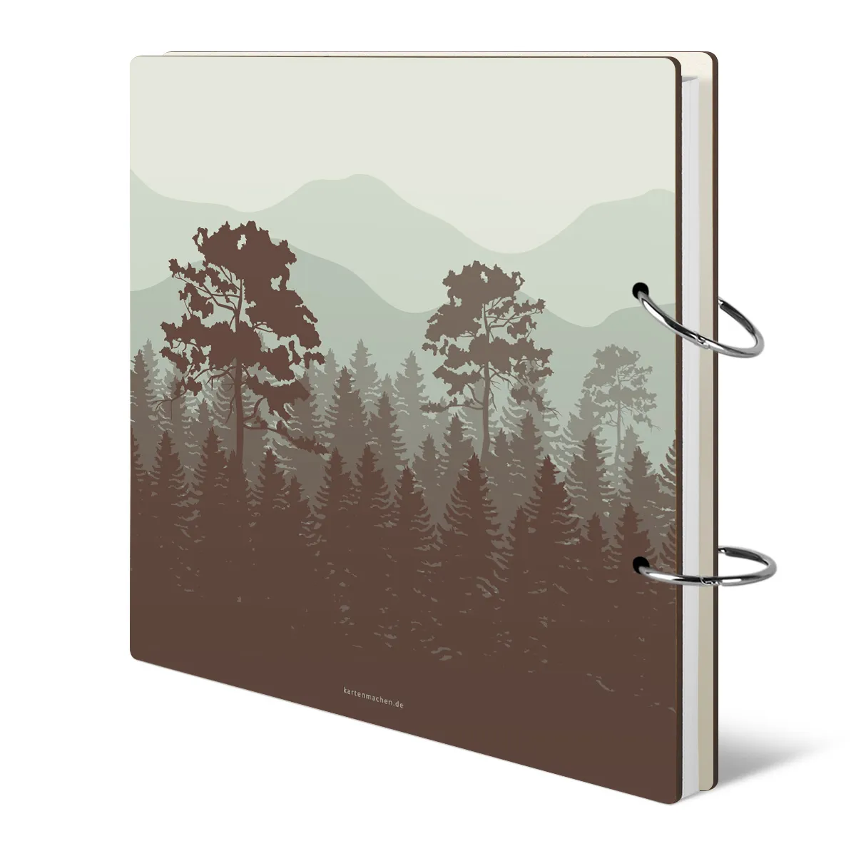 Personalisiertes Kondolenzbuch - stiller Wald Grün und Braun