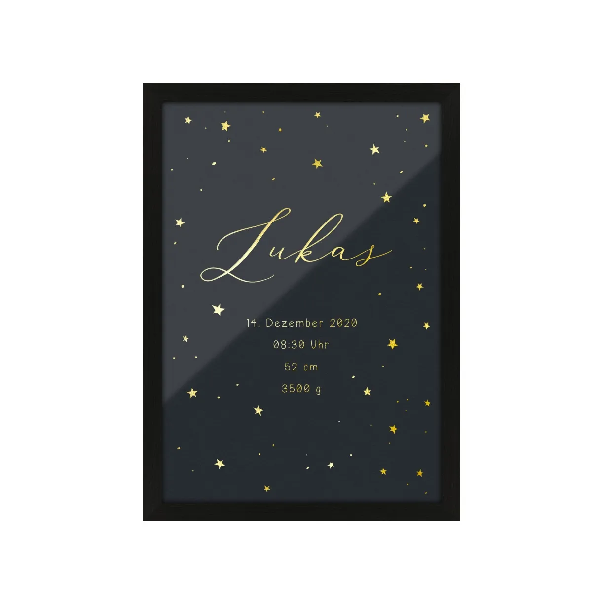 Personalisiertes Kunstdruck Poster mit Heißfolienprägung - Geburt Sternenhimmel