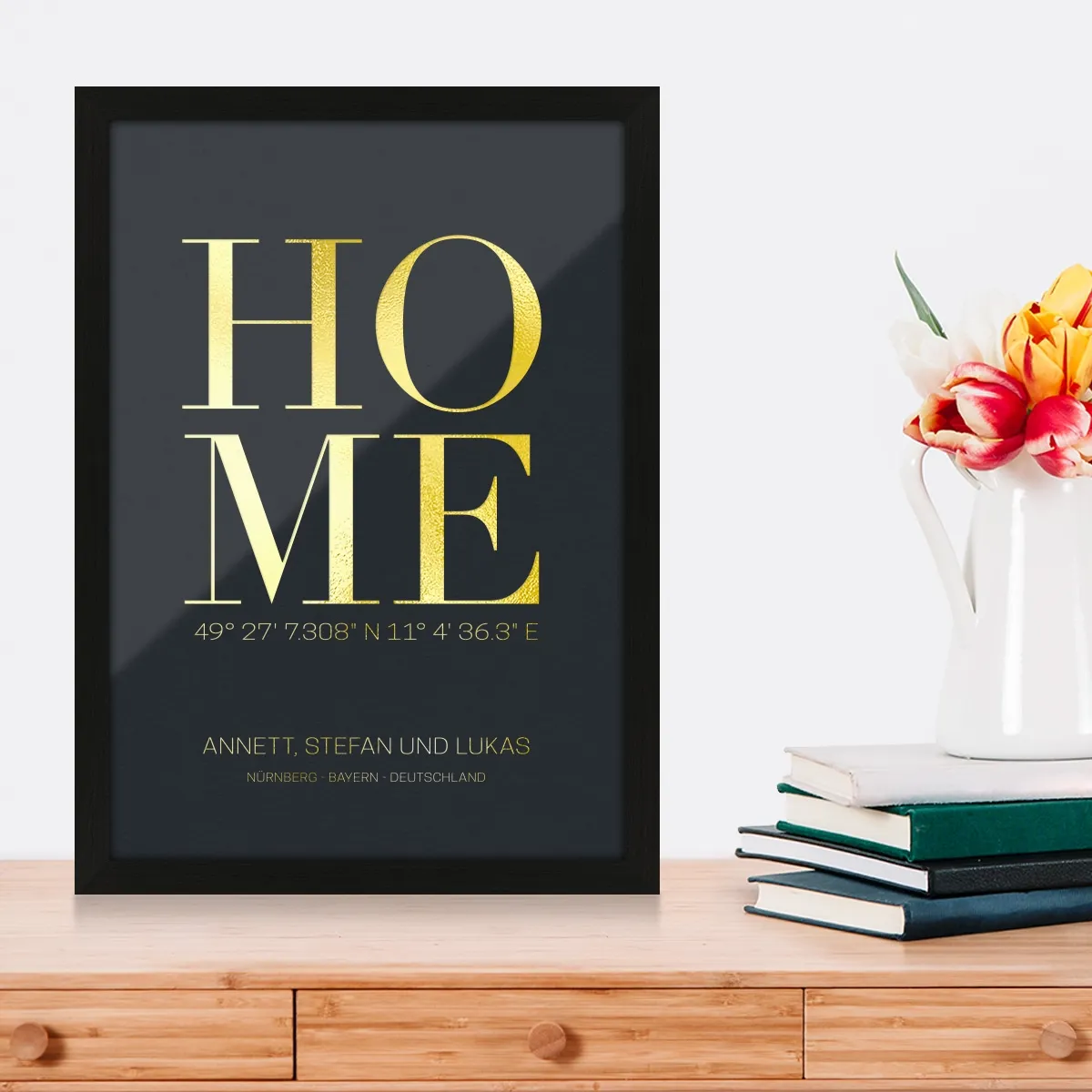 Personalisiertes Kunstdruck Poster mit Heißfolienprägung - Home