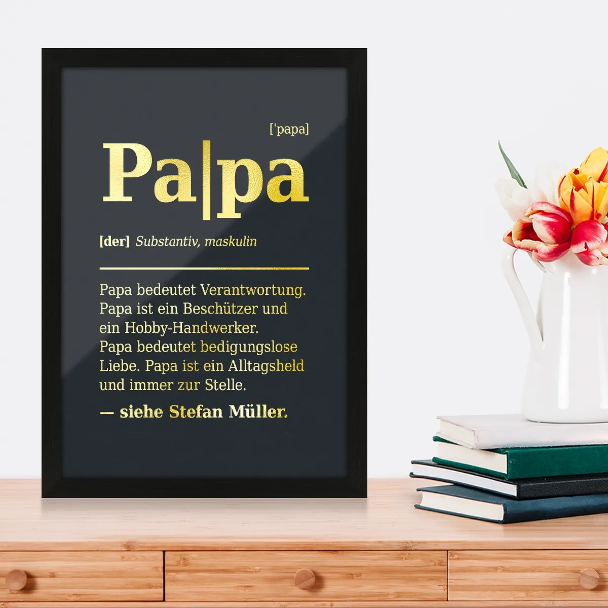 Personalisiertes Kunstdruck Poster mit Heißfolienprägung - Papa Definition