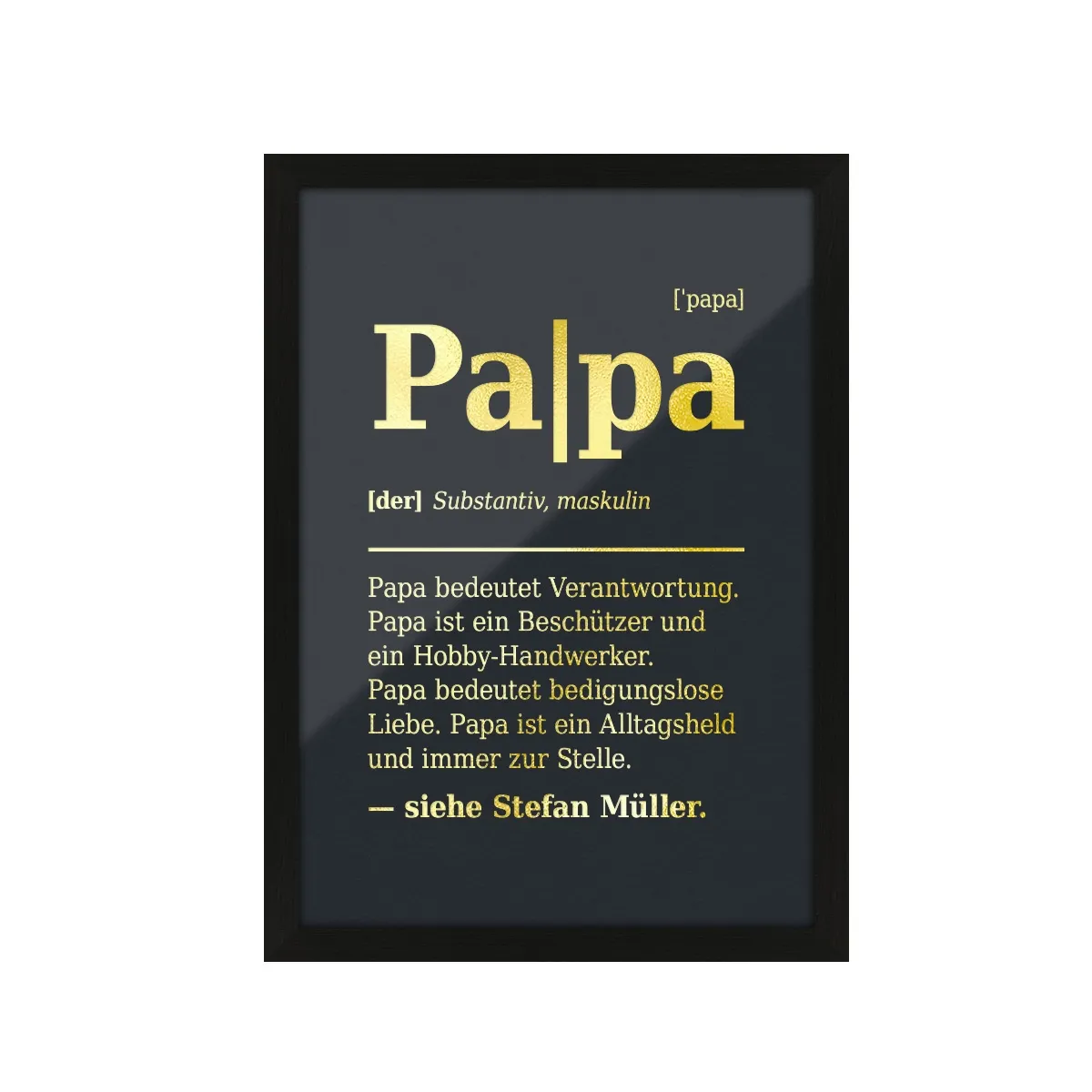 Personalisiertes Kunstdruck Poster mit Heißfolienprägung - Papa Definition