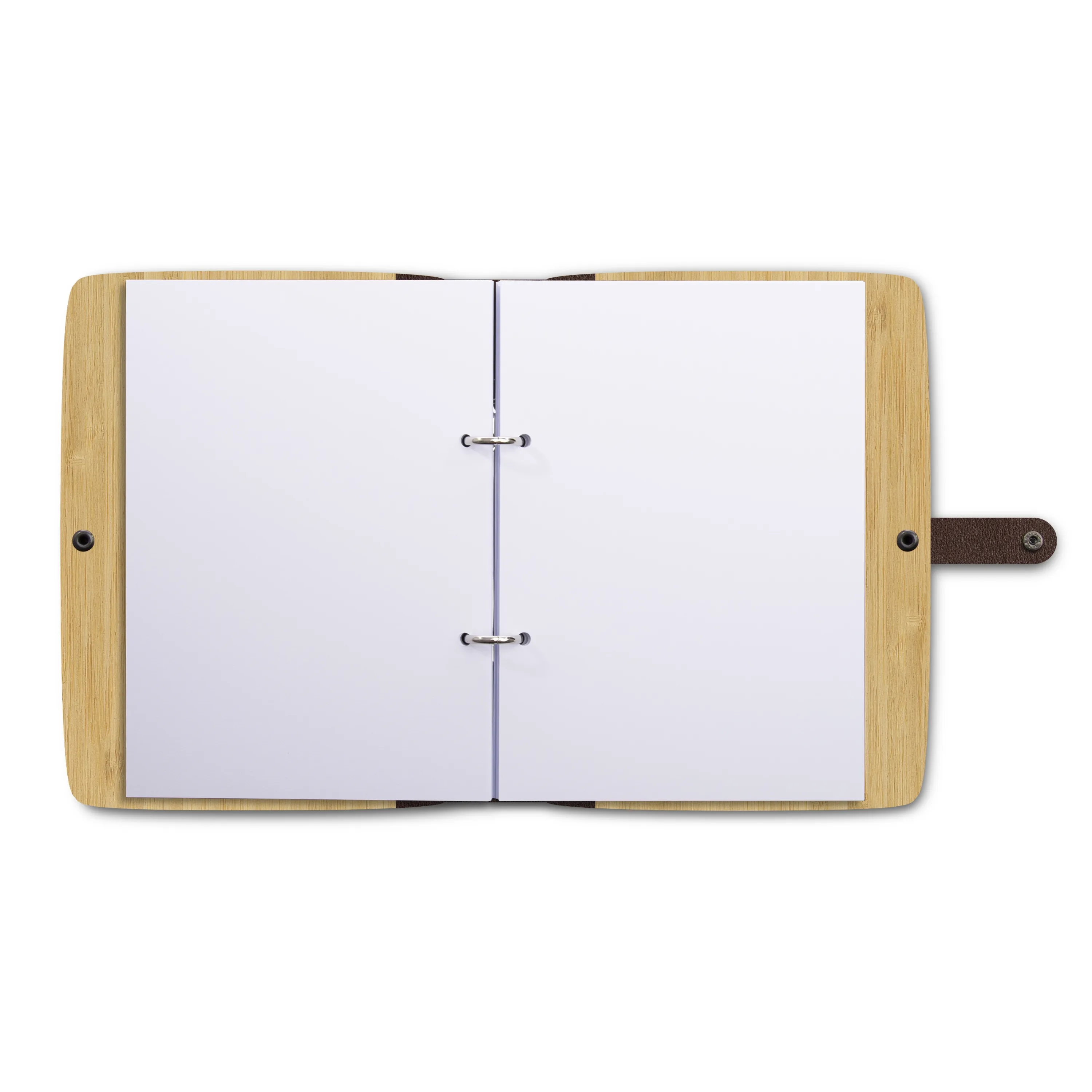 Personalisiertes Notizbuch Bambus mit Lederrücken - Kompass