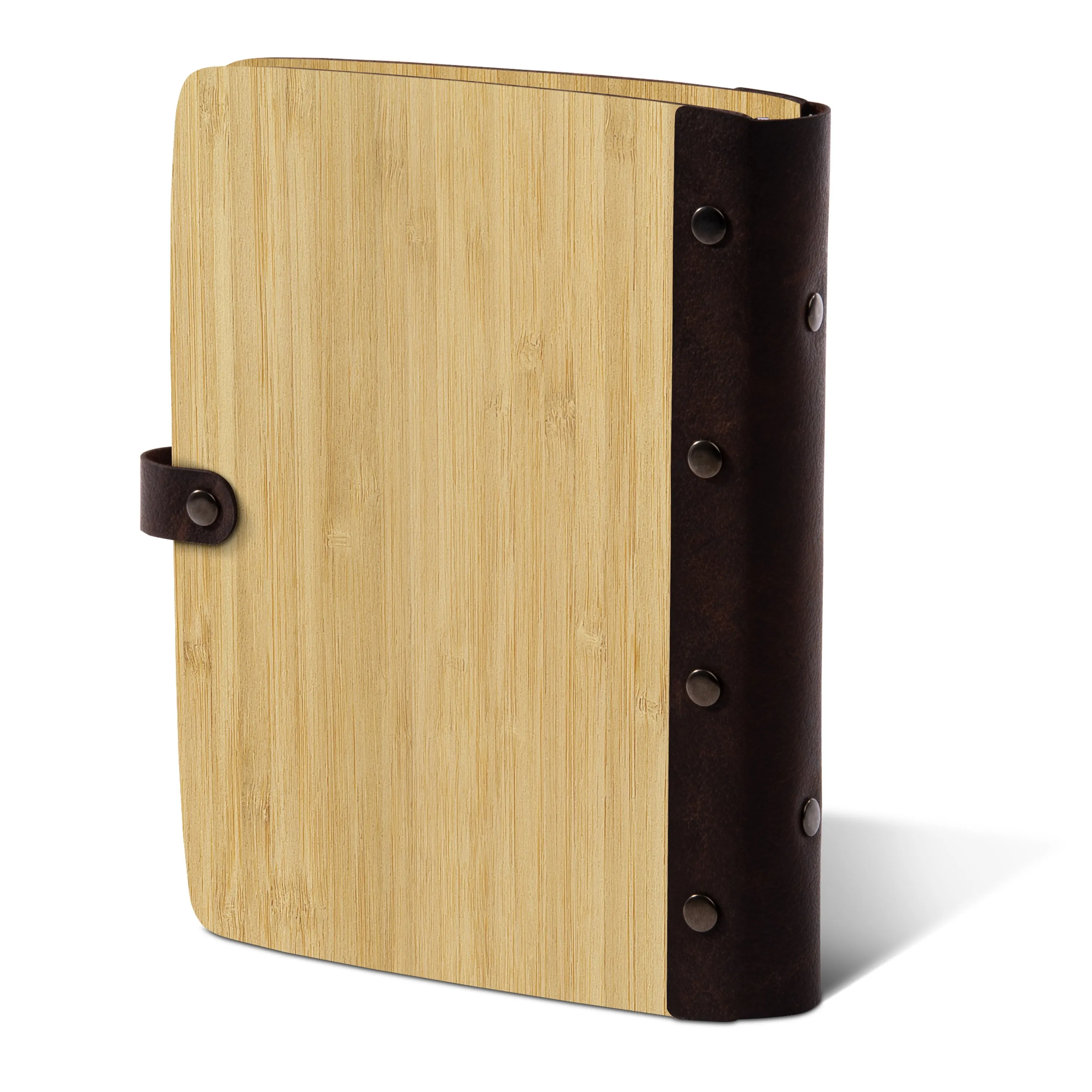 Personalisiertes Notizbuch Bambus mit Lederrücken - Streifen