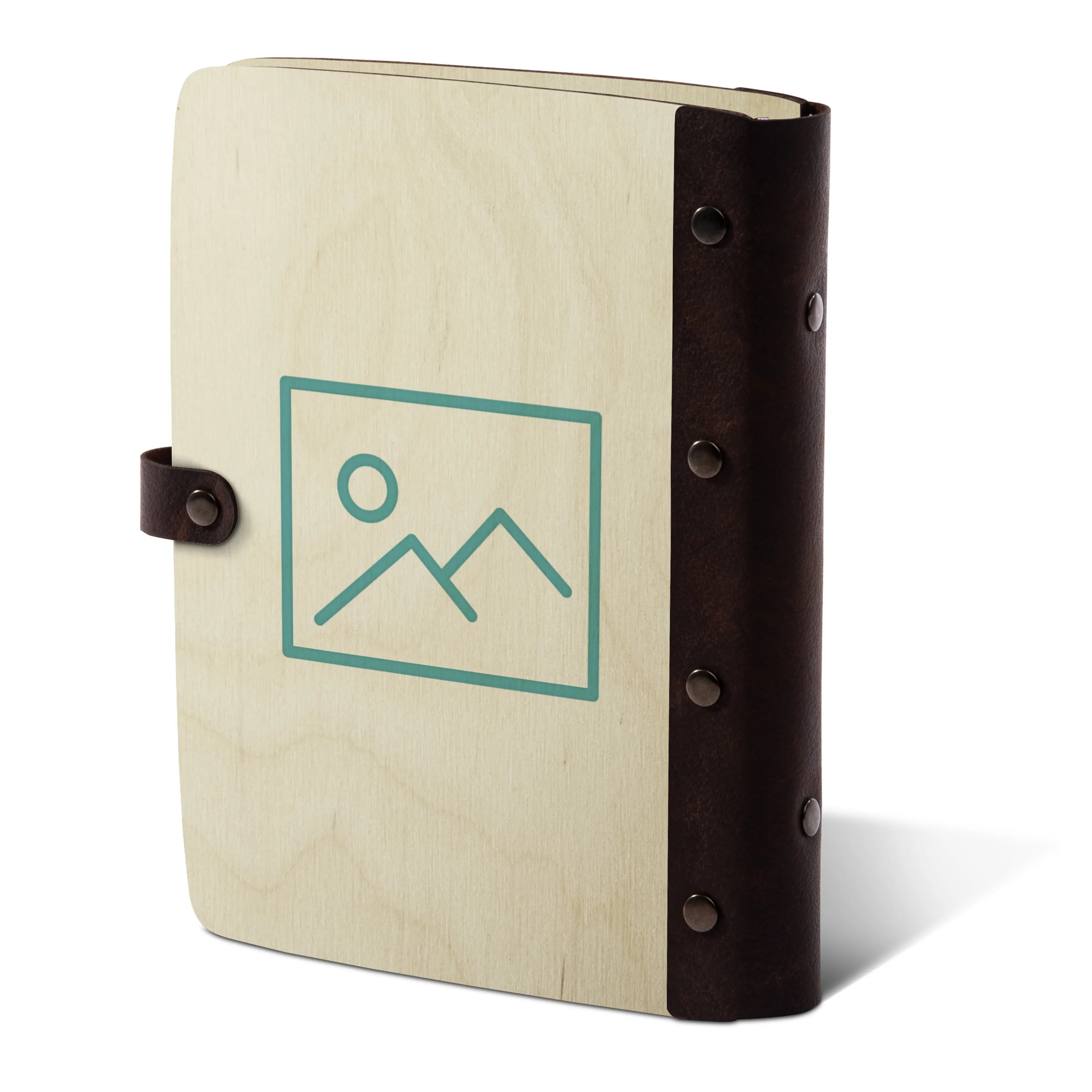 Personalisiertes Notizbuch Birkensperrholz mit Leder und UV-Druck - Eigene Druckdatei