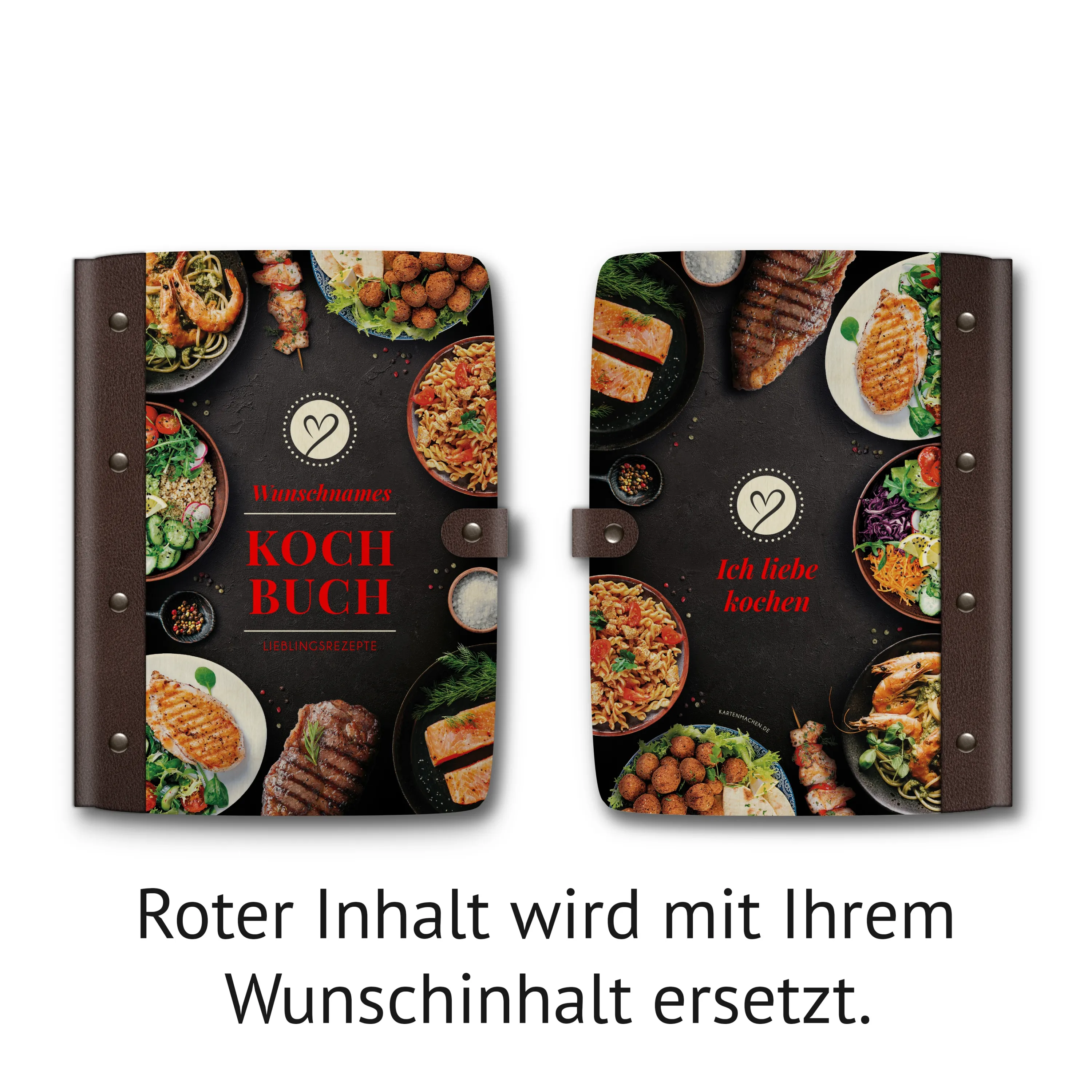 Personalisiertes Kochbuch Birkensperrholz mit Leder und UV-Druck - Lieblingsrezepte