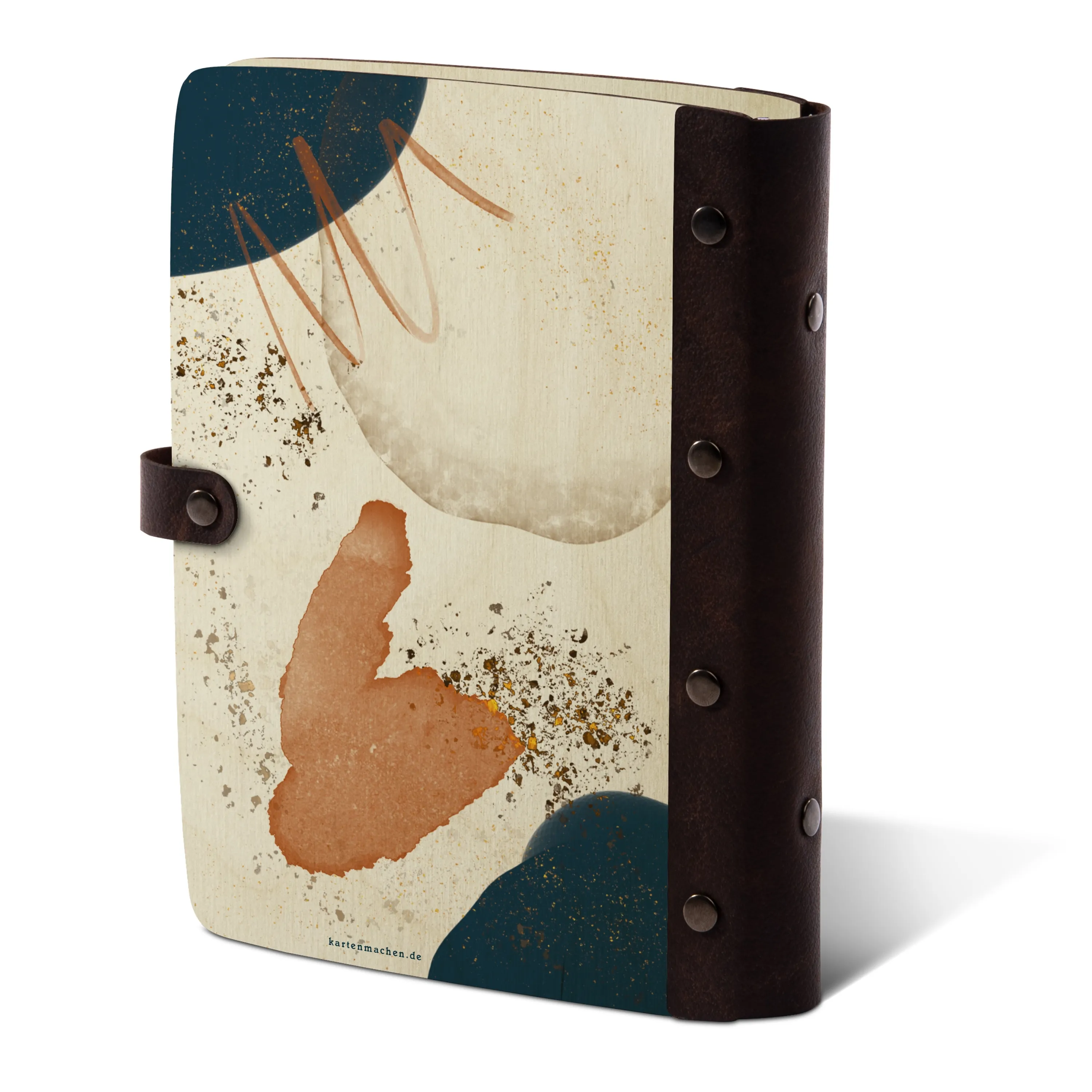 Personalisiertes Notizbuch Birkensperrholz mit Leder und UV-Druck - Modernes Aquarell