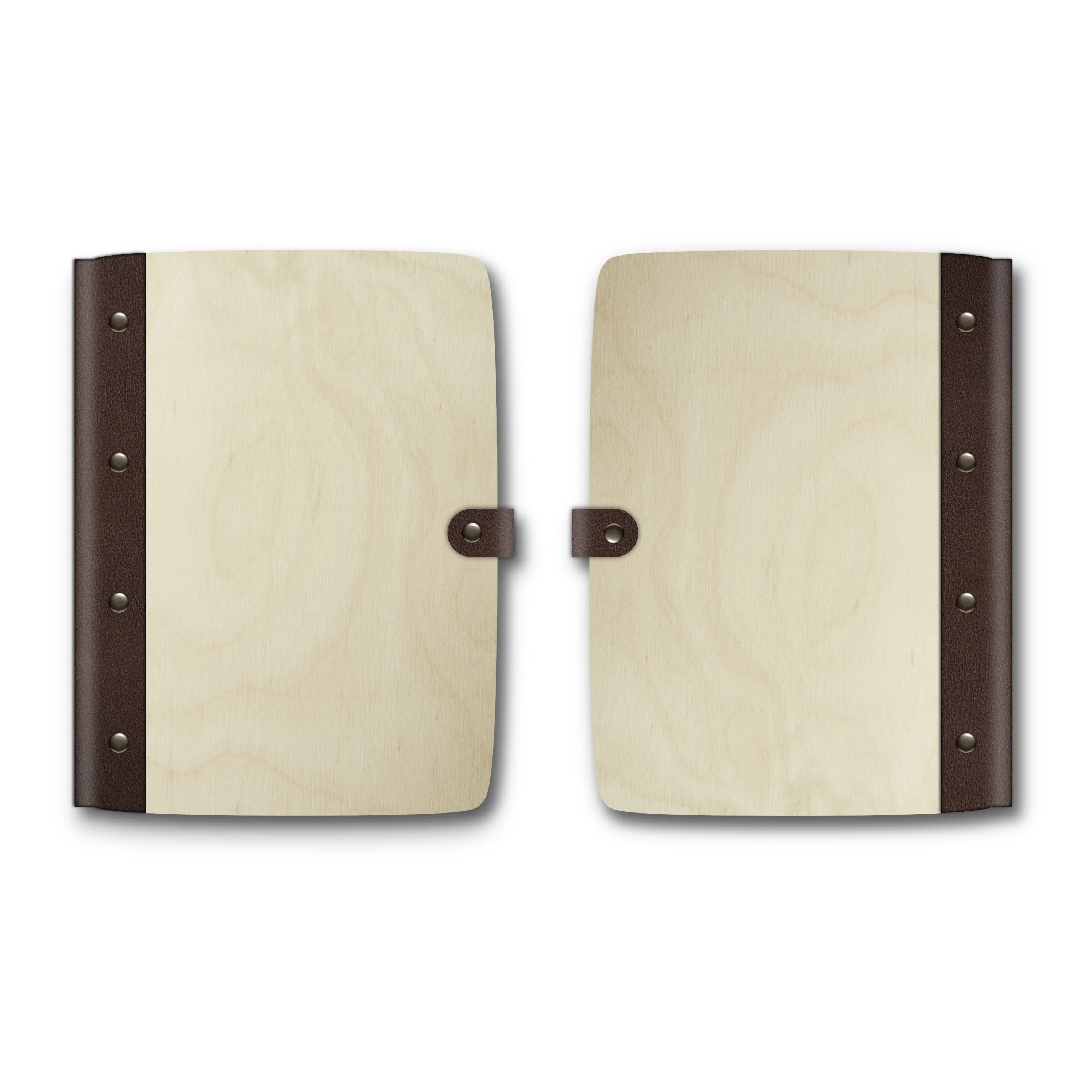 Personalisiertes Notizbuch Birkensperrholz mit Lederrücken - Eigene Gravurdatei hochladen