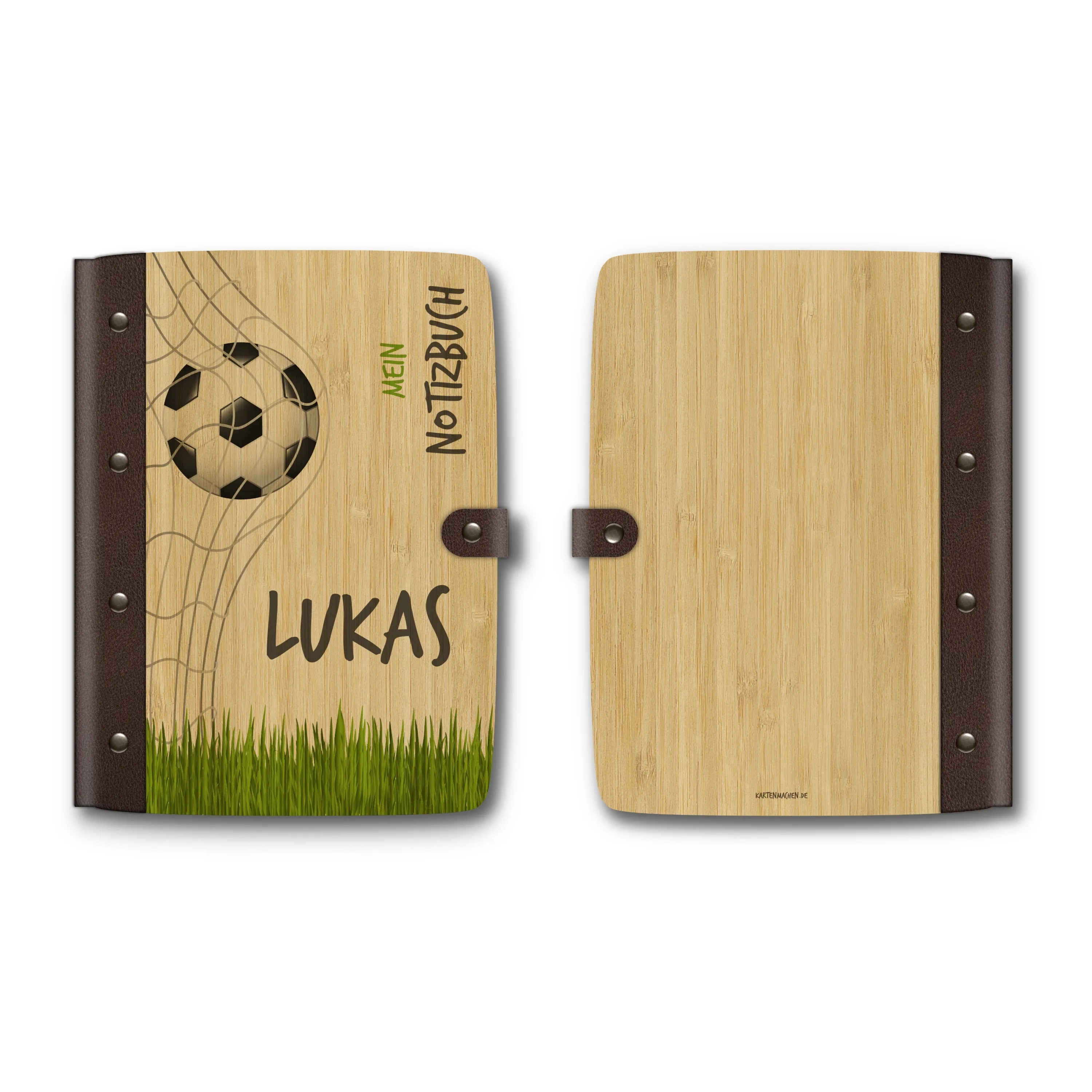 Personalisiertes Notizbuch / Tagebuch Bambus für Kinder - Fußball