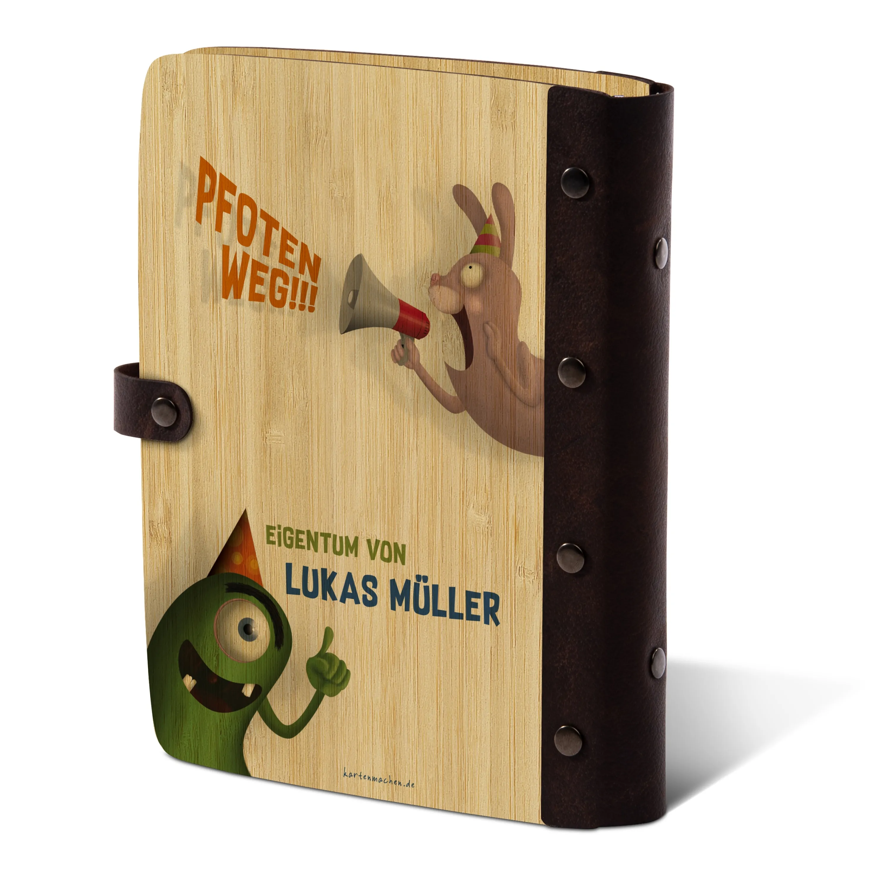 Personalisiertes Notizbuch / Tagebuch Bambus für Kinder - Monster Freundebuch