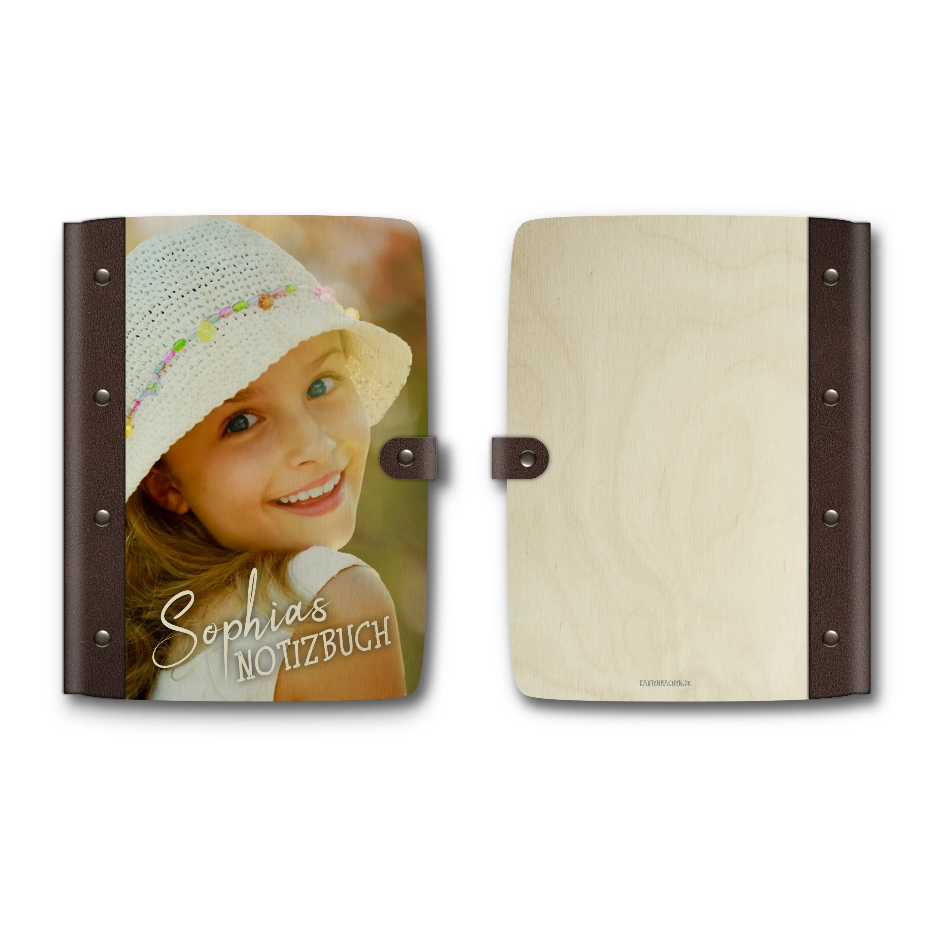 Personalisiertes Notizbuch / Tagebuch Birkensperrholz für Kinder - Vollfoto