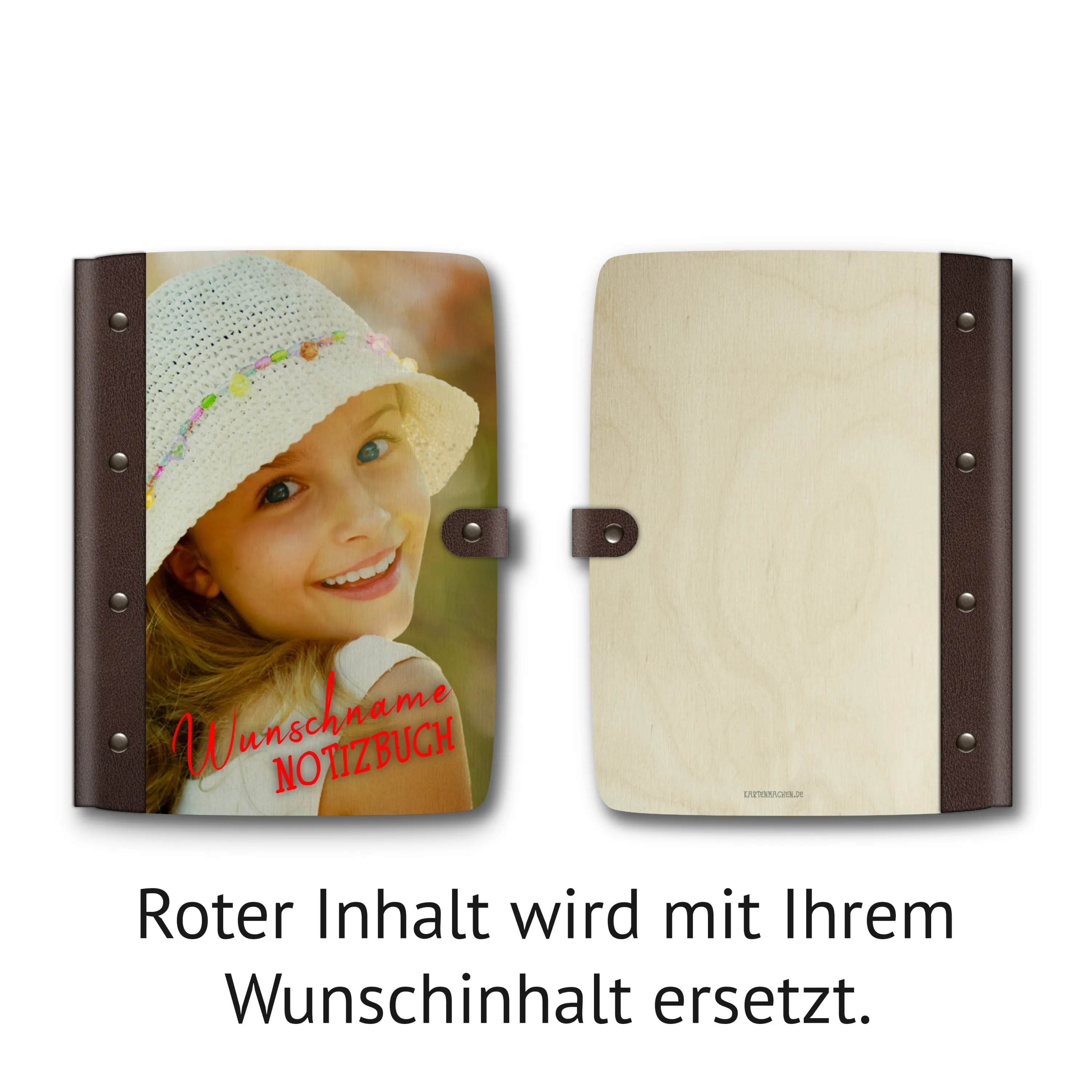 Personalisiertes Notizbuch / Tagebuch Birkensperrholz für Kinder - Vollfoto
