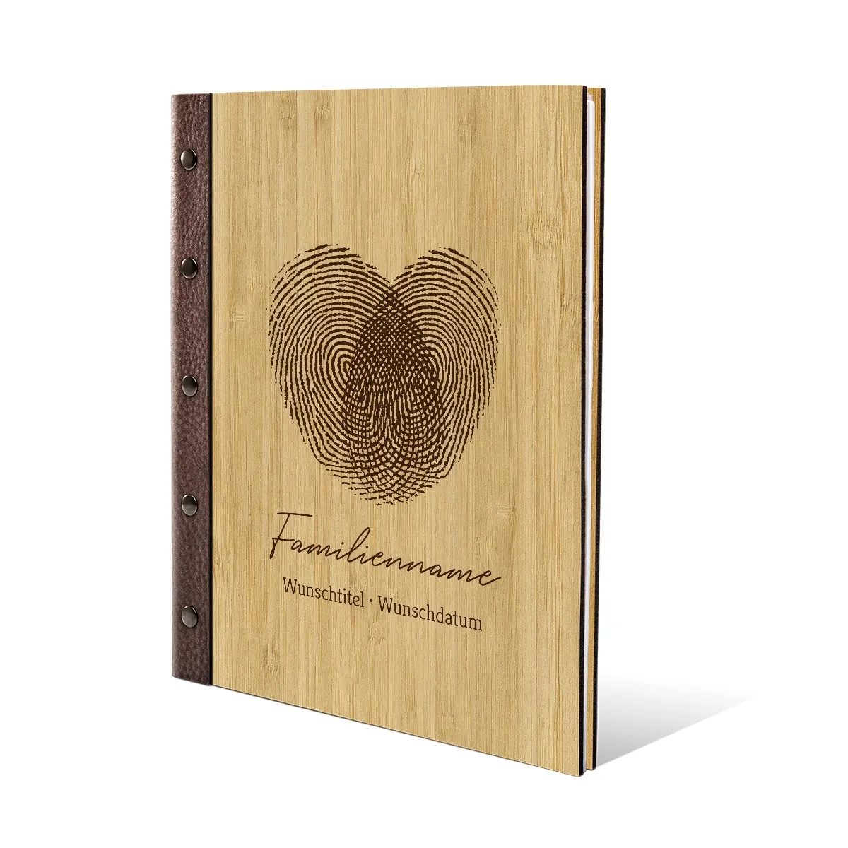 Personalisiertes Stammbuch Bambus Cover DIN A4 - Fingerabdrücke