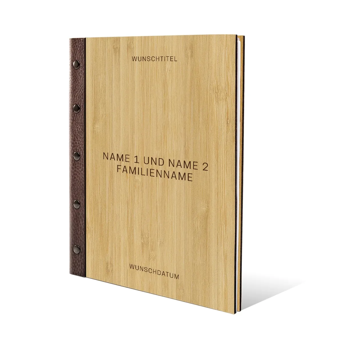 Personalisiertes Stammbuch Bambus Cover DIN A4 - Schlicht