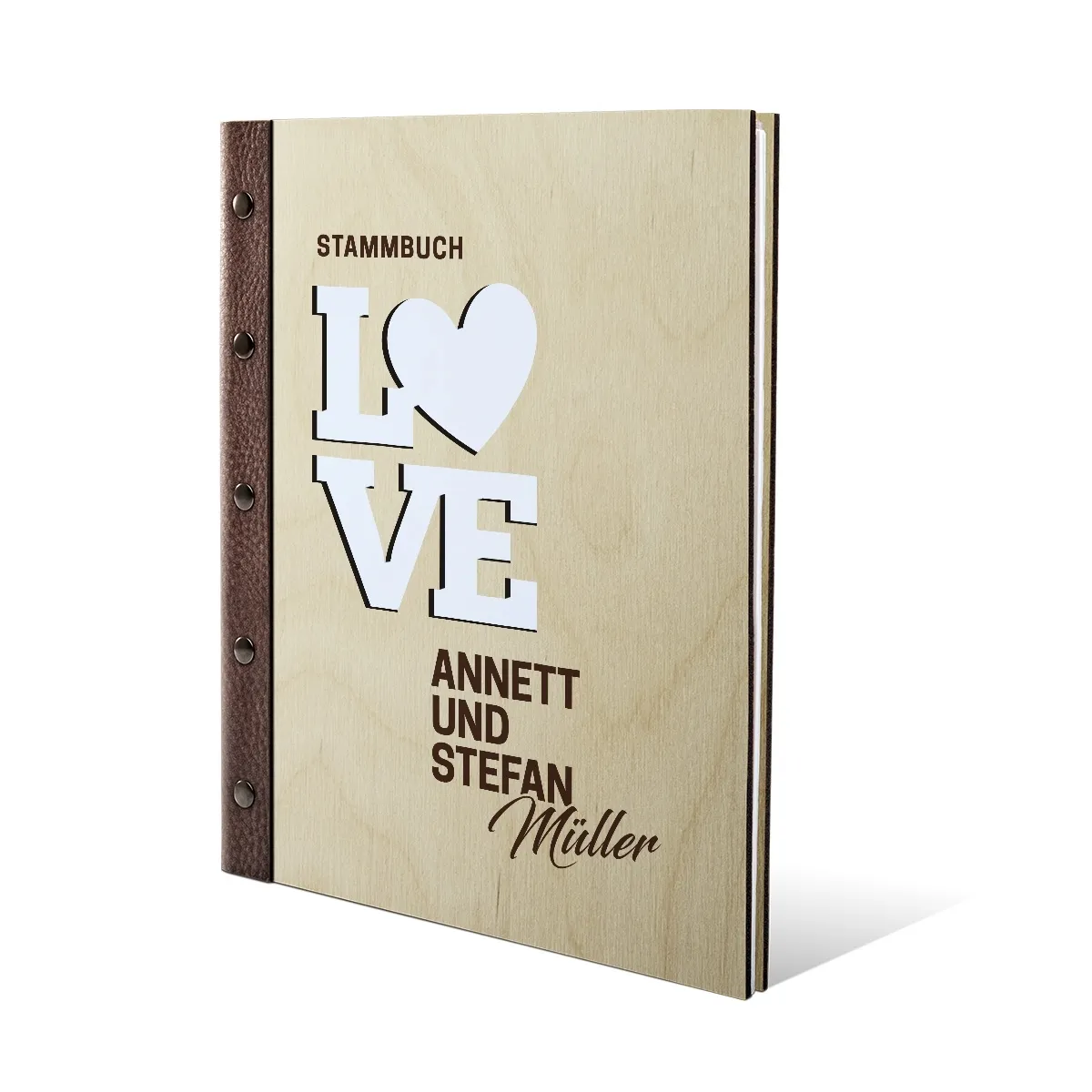 Personalisiertes Stammbuch Birkensperrholz DIN A4 - Love