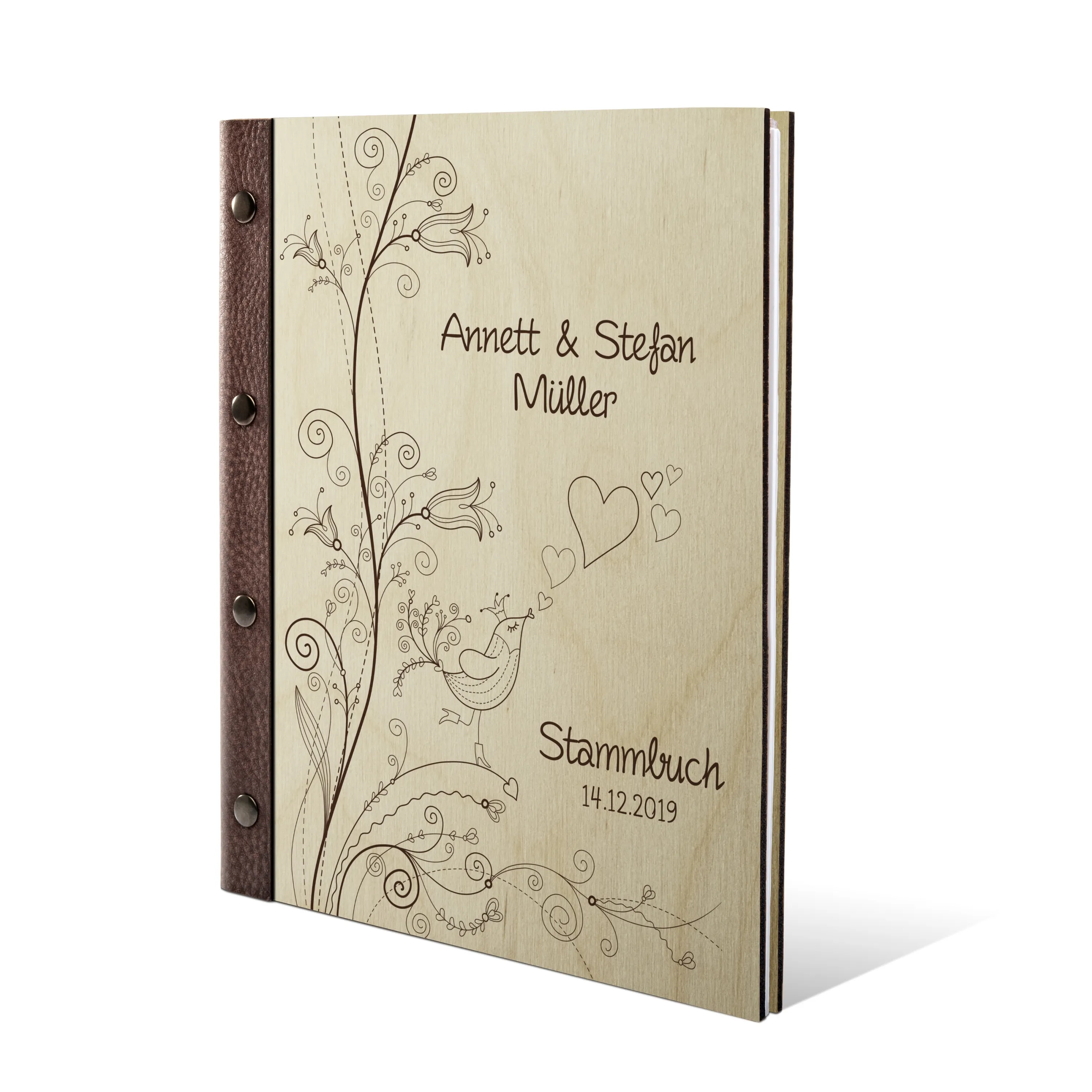 Personalisiertes Stammbuch Birkensperrholz Stammbuchformat - Liebesbaum