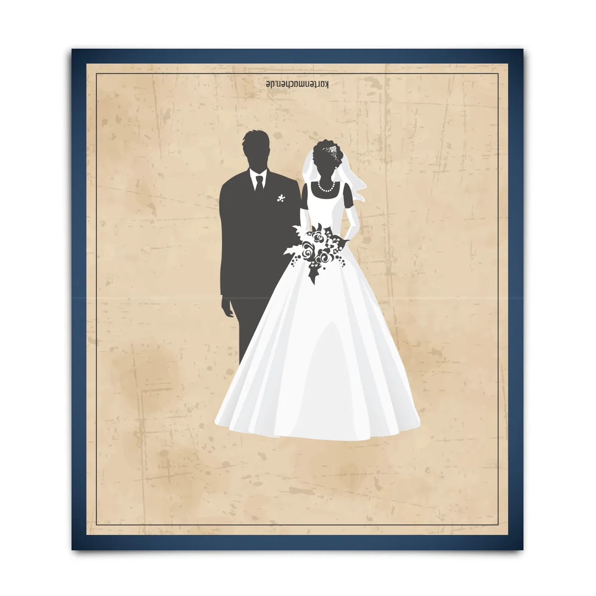 Pop Up Blanko Platzkarten - Vintage Brautpaar in Blau