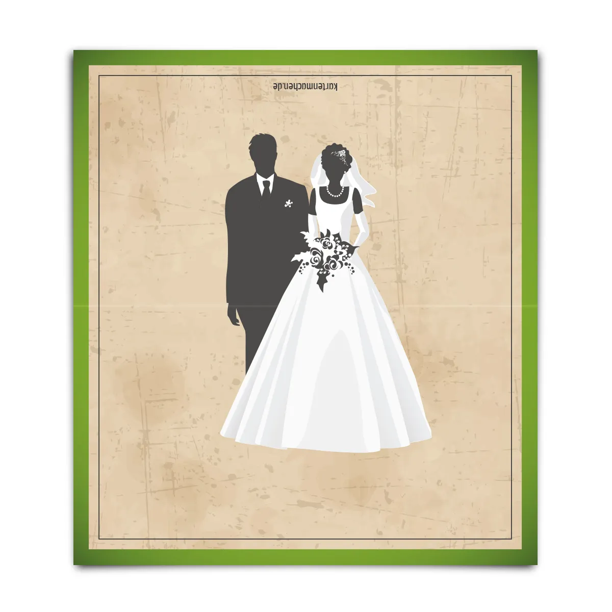 Pop Up Blanko Platzkarten - Vintage Brautpaar in Grün