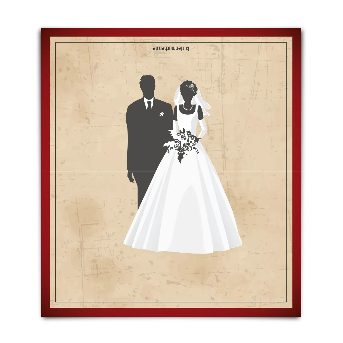 Pop Up Blanko Platzkarten - Vintage Brautpaar in Rot