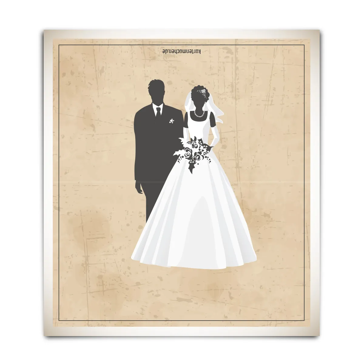 Pop Up Blanko Platzkarten - Vintage Brautpaar in Weiß