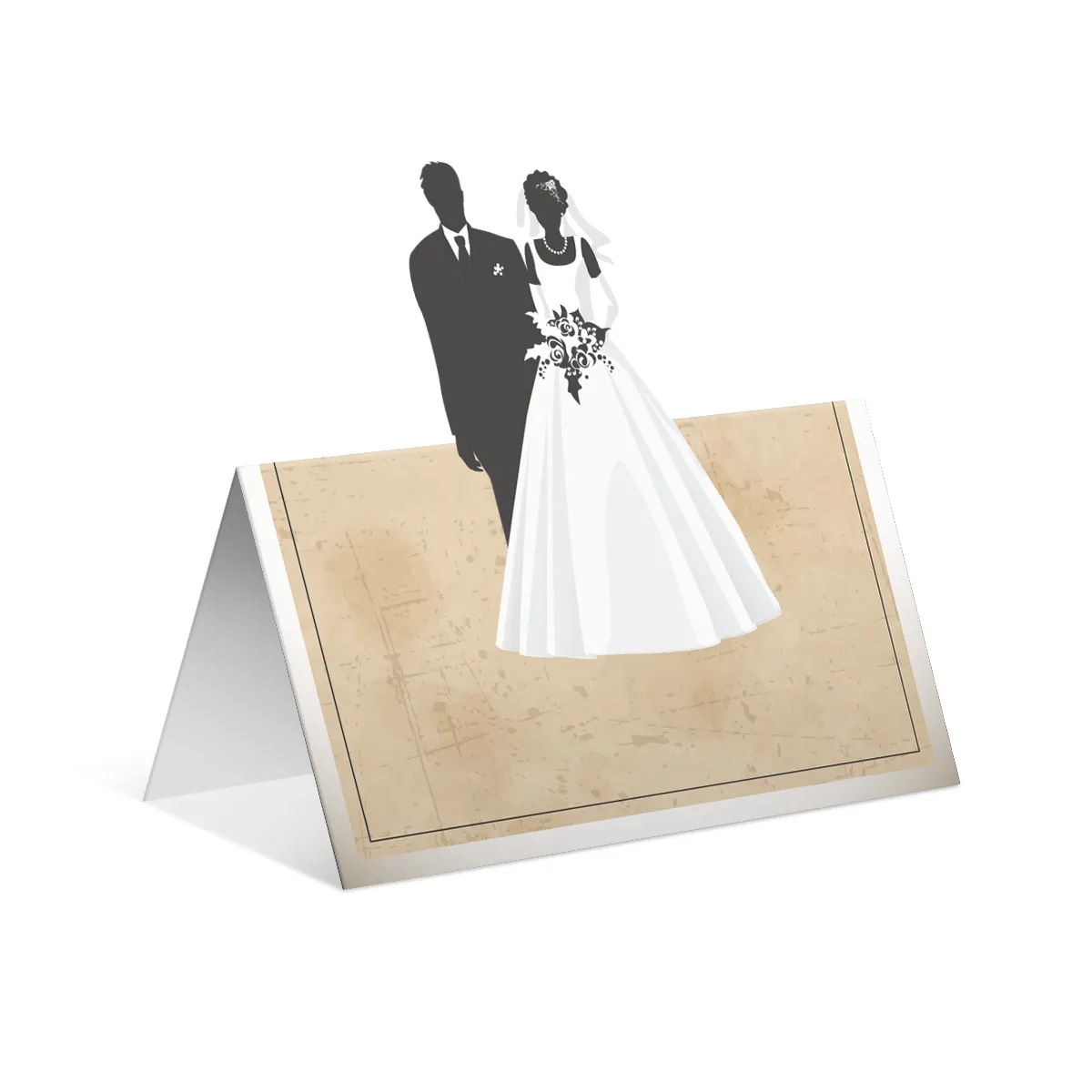 Pop Up Blanko Platzkarten - Vintage Brautpaar in Weiß