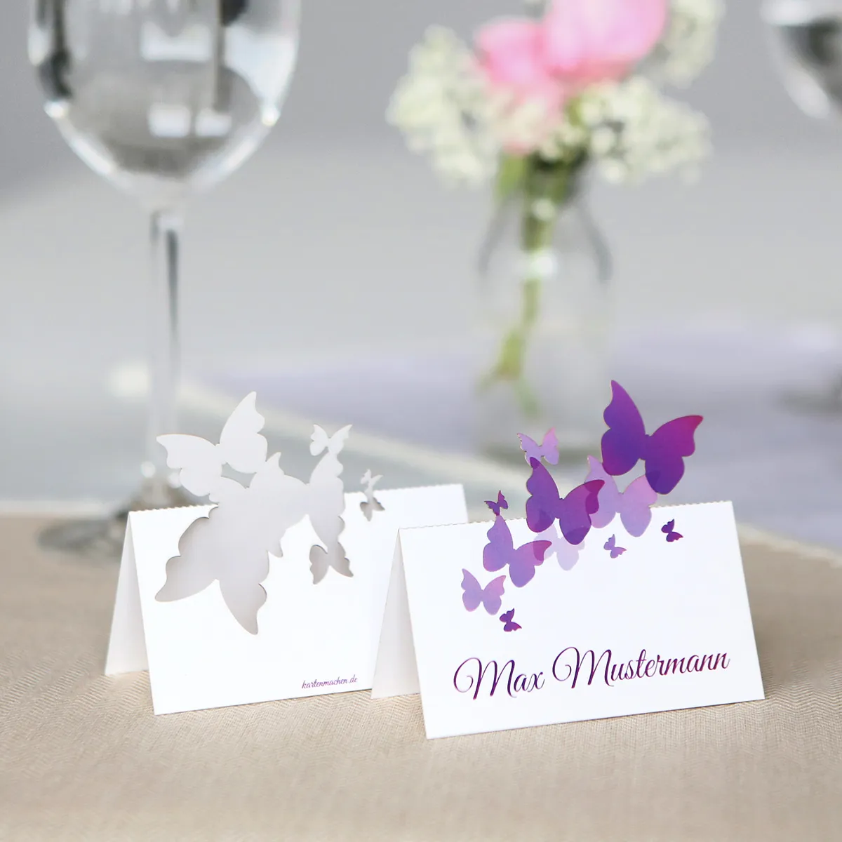 Pop up Tischkarten für Hochzeit oder Geburtstag - Schmetterlinge
